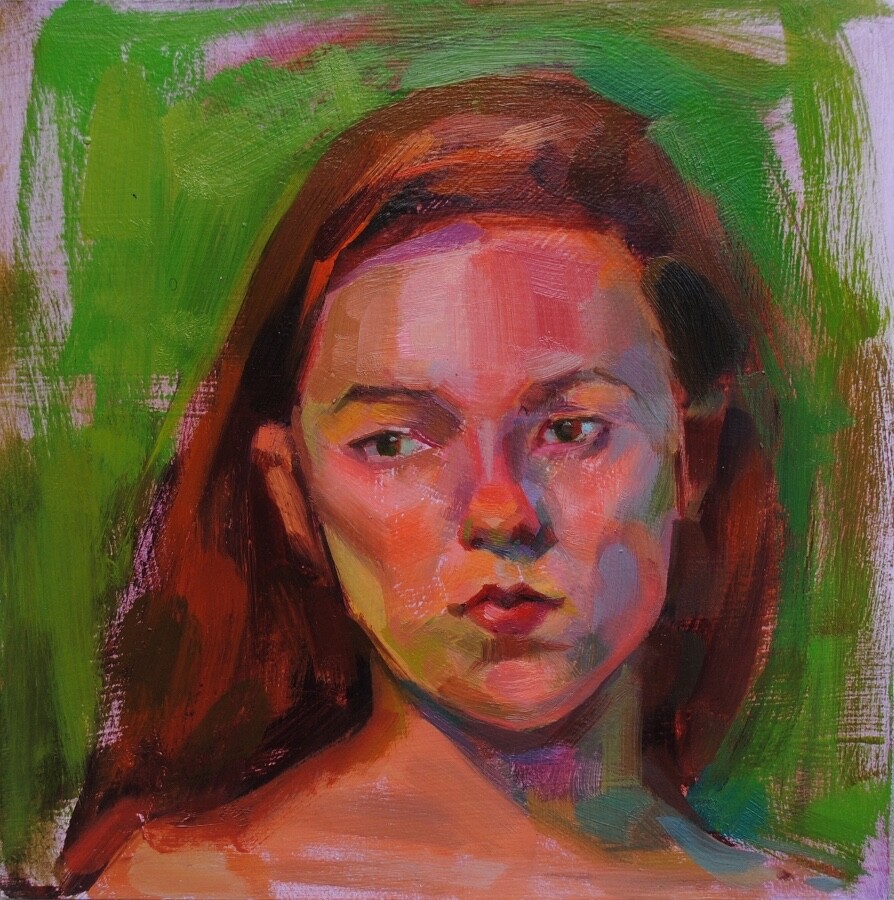 Original Oil Portrait Redhead Woman Contemporary Realism Ukrainian Artist