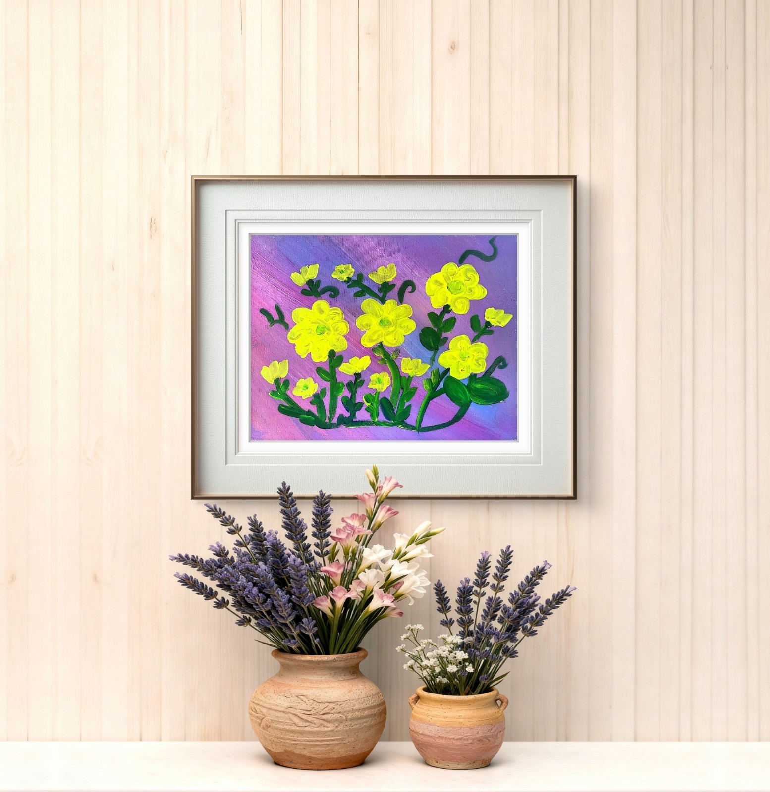 Yellow Daffodils Acrylic Painting Wall Art Original 11×14 Canvas