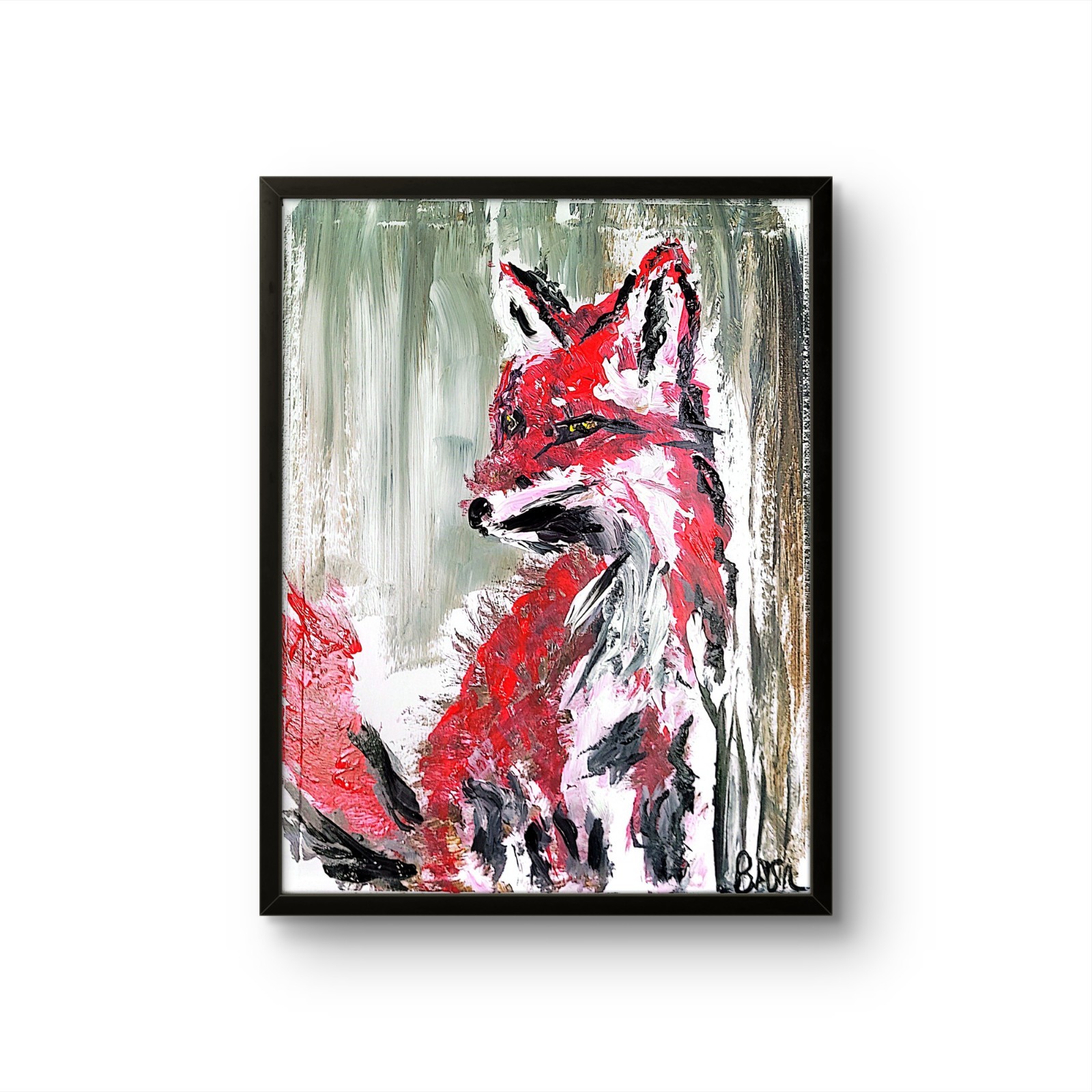 Fox Unique Abstract Expressionism Wall Art Canvas Board 11×14
