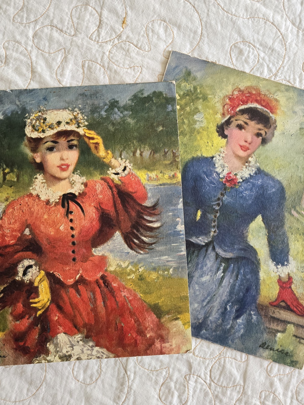 Vintage 60s Ladie Paintings PRINTS Denise DAC Unframed Mid Century Kitsch 11×14