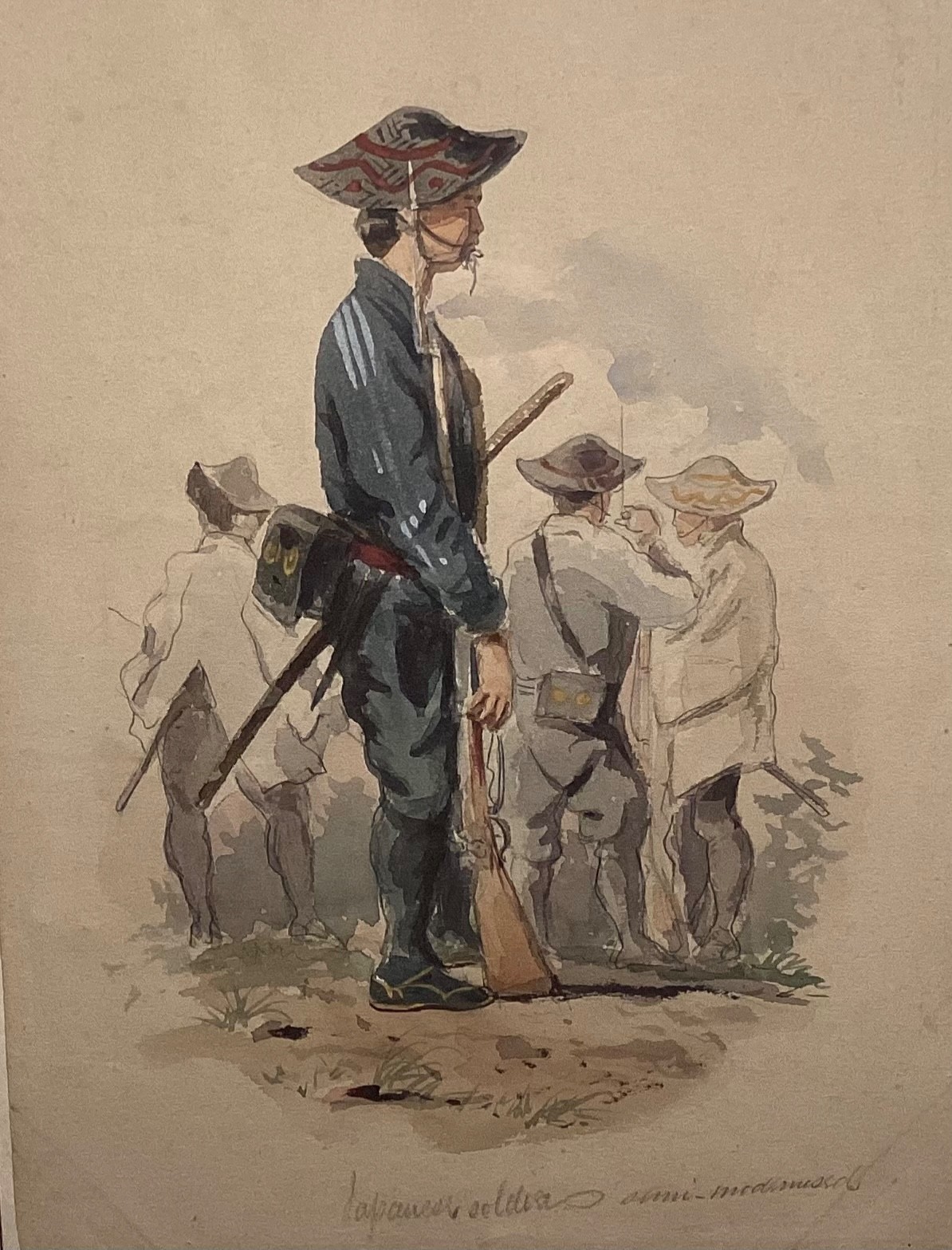 C. 1880s Charles Wirgman Sr. Original Watercolor Of A Japanese Soldier