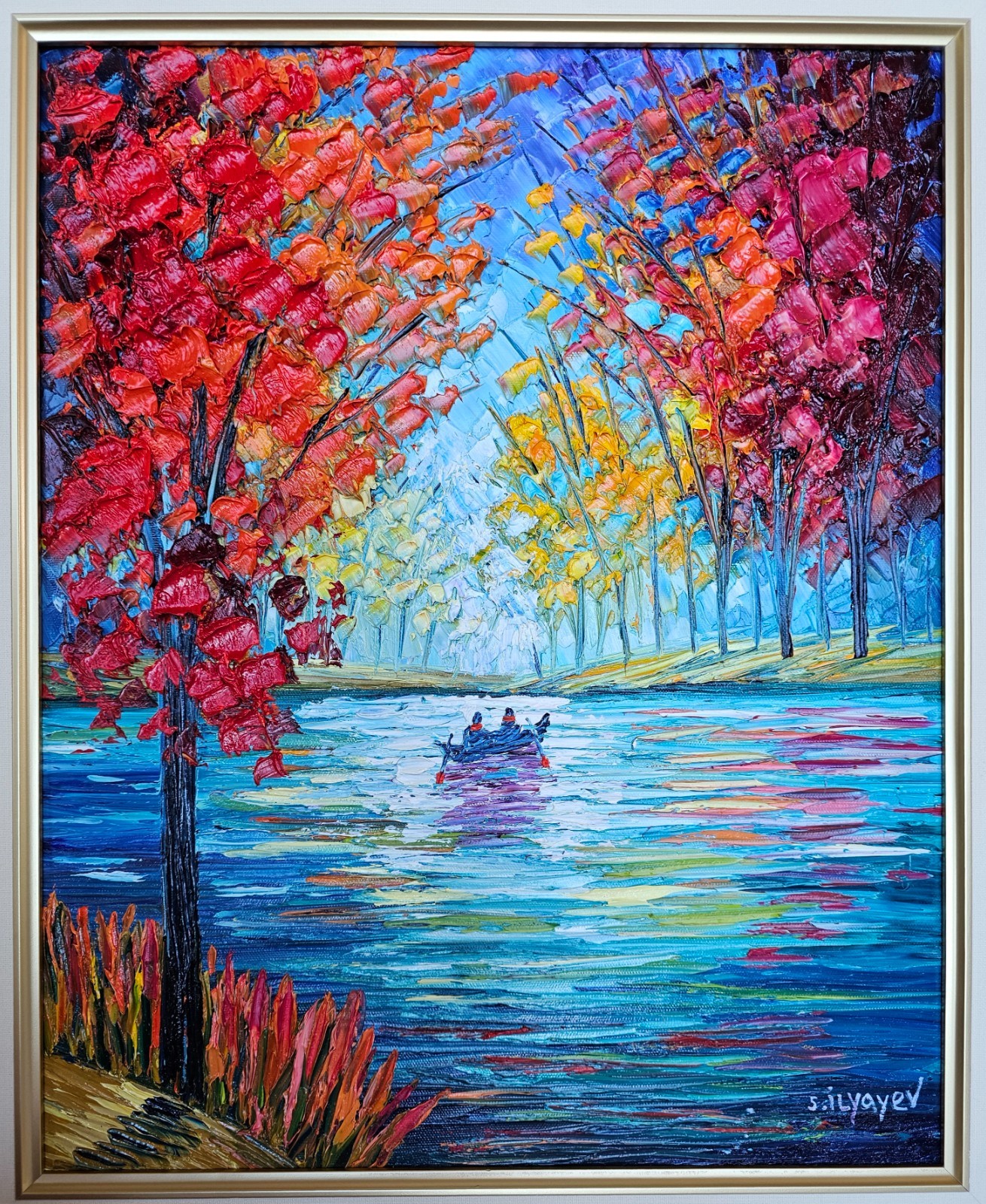 Slava Ilyayev Original Oil Painting Hand Signed Canoe Nautical FRAMED Canvas Art