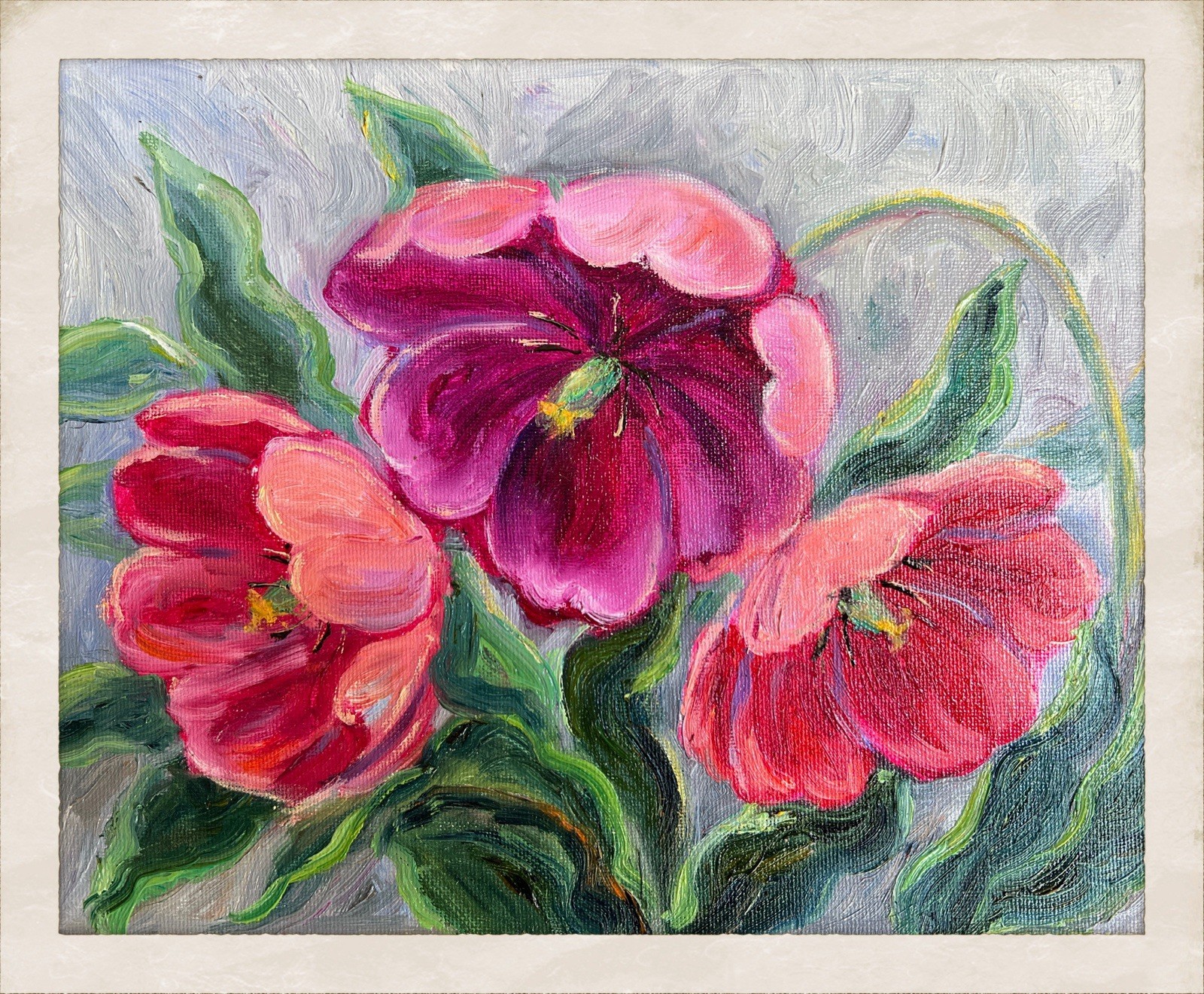 Original Oil Painting Tulip Flowers Wall Art Floral Wall Art 8×10 Wall decor