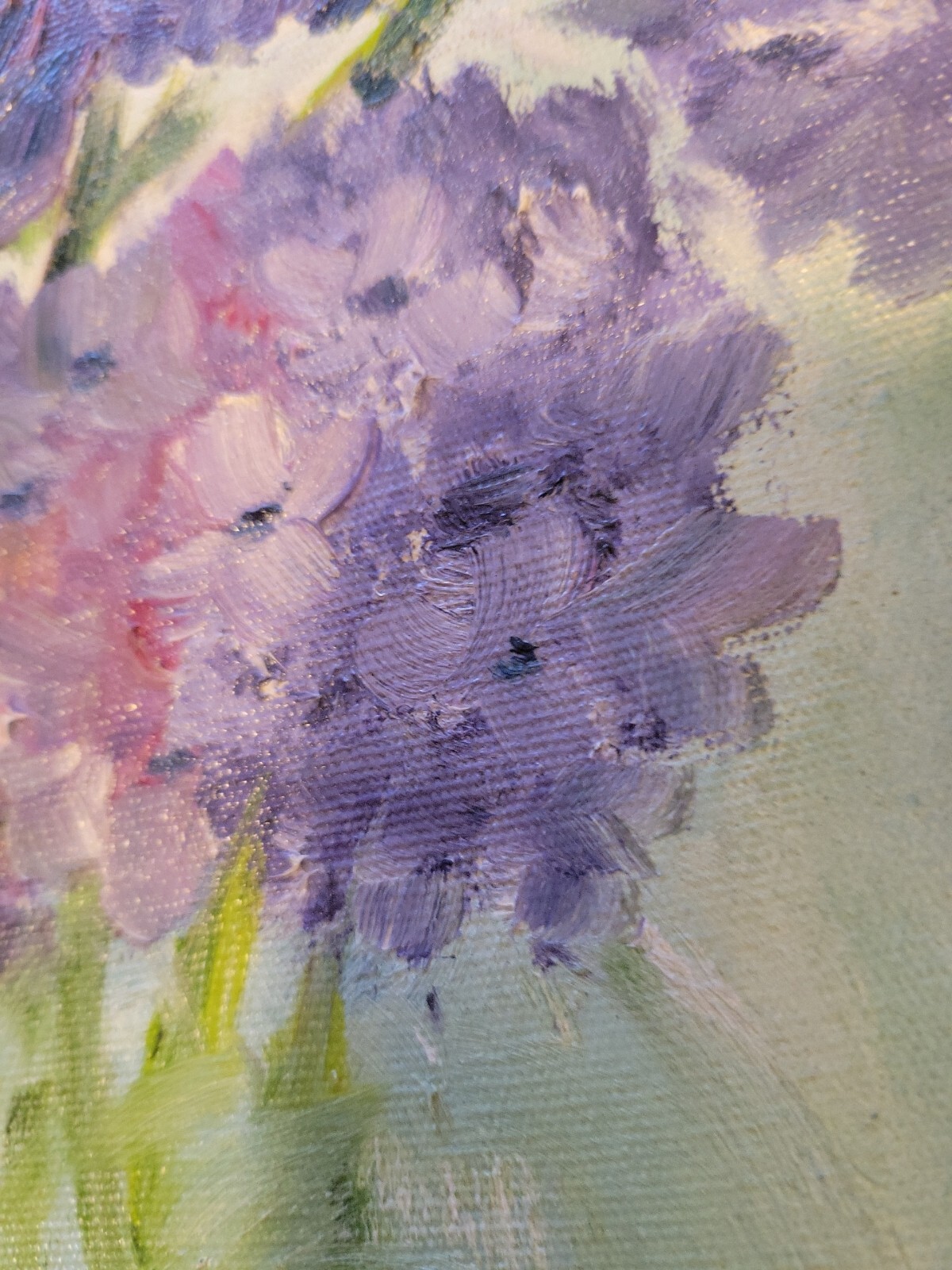 Hydrangeas Original Painting Acrylic On Canvas Floating Frame 13×9