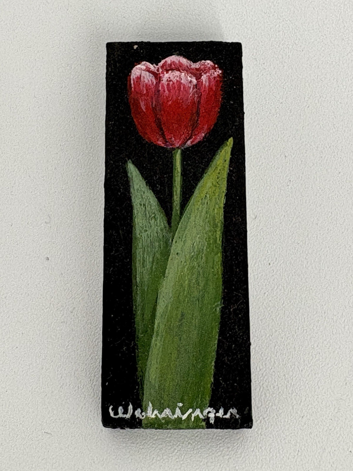 Charles Wehringer Miniature Oil Painting – Tulip, Americana 20th Century
