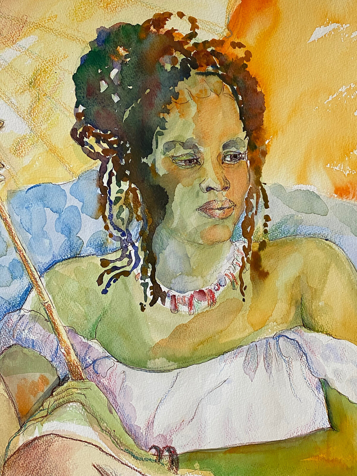 Pat Beck Ca Vintage Expressionism Modernism Study Black Female Portrait Painting