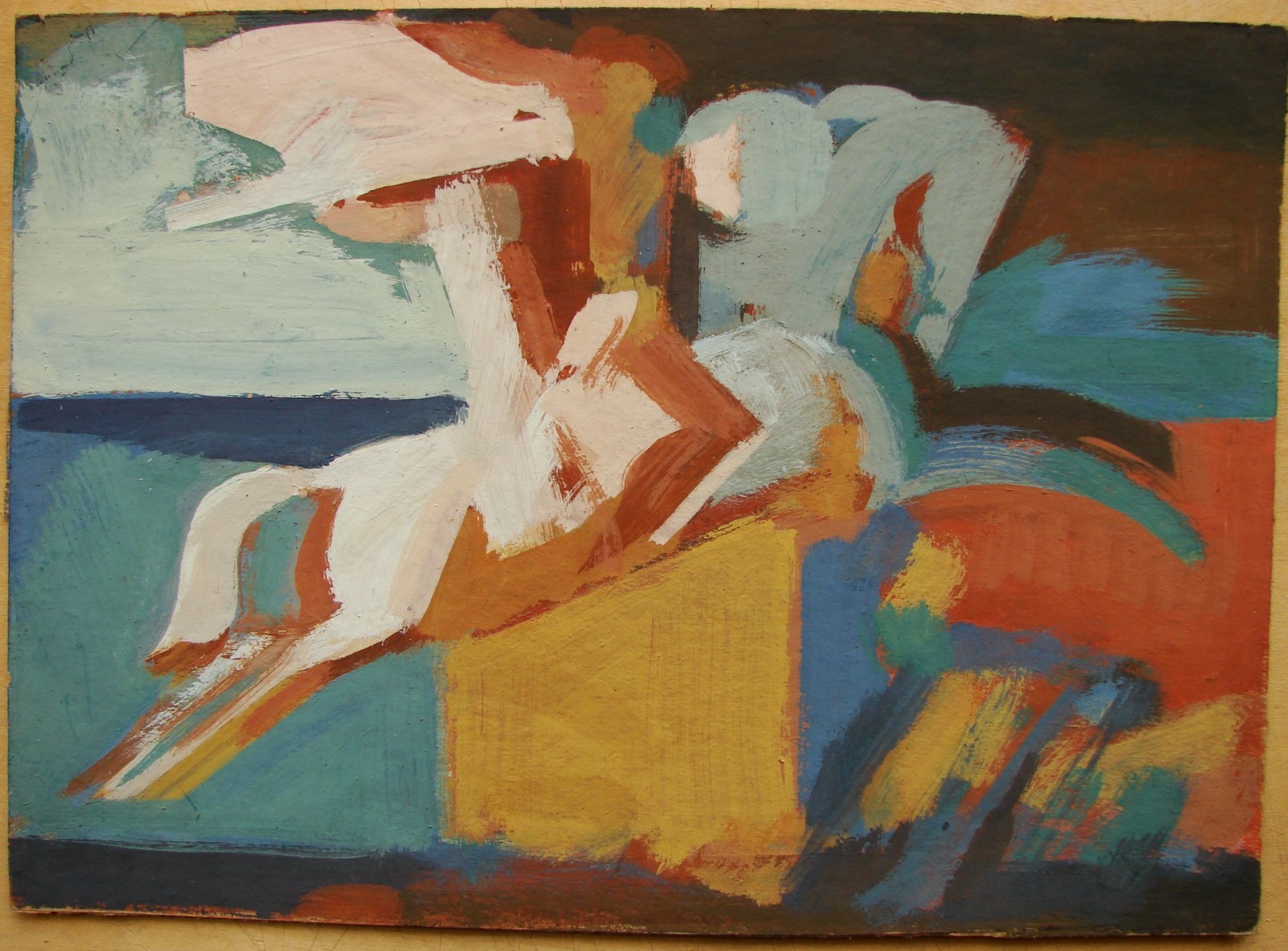 Ukrainian Soviet USSR oil Painting avant-garde symbolism horseman knight
