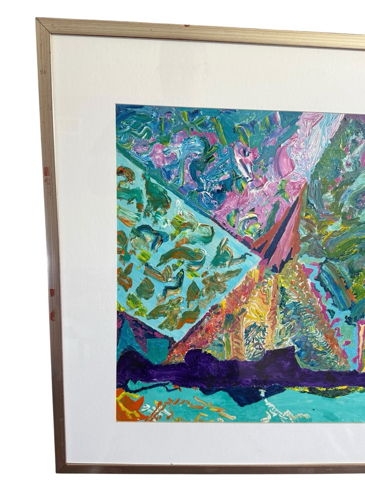 Steve Brent Original Acrylic On Canvas Abstract Painting W Geometric Divisions