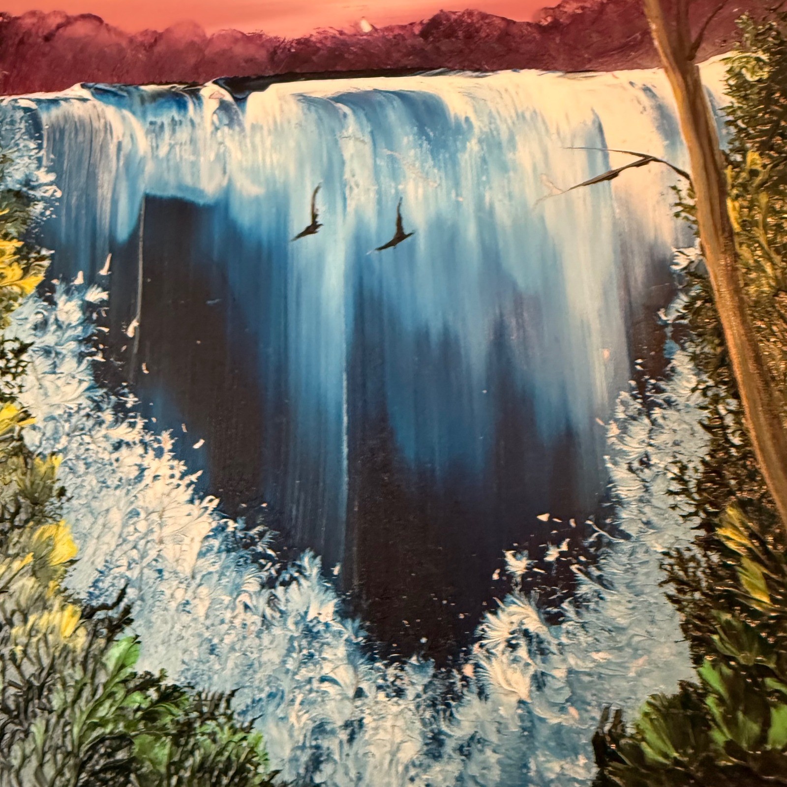 Cristian Ramirez Original Oil on Tile Waterfall Landscape Cancun Mexico 13×9
