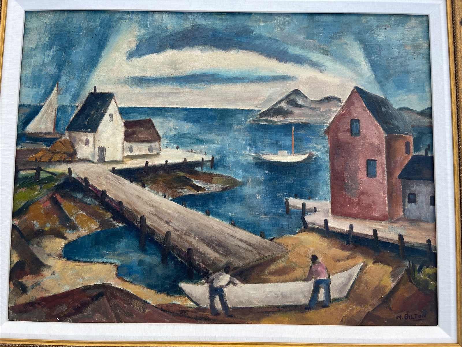Mid Century Painting New Jersey Maurice Bilton Listed Famous WPA REGIONALISM OIL