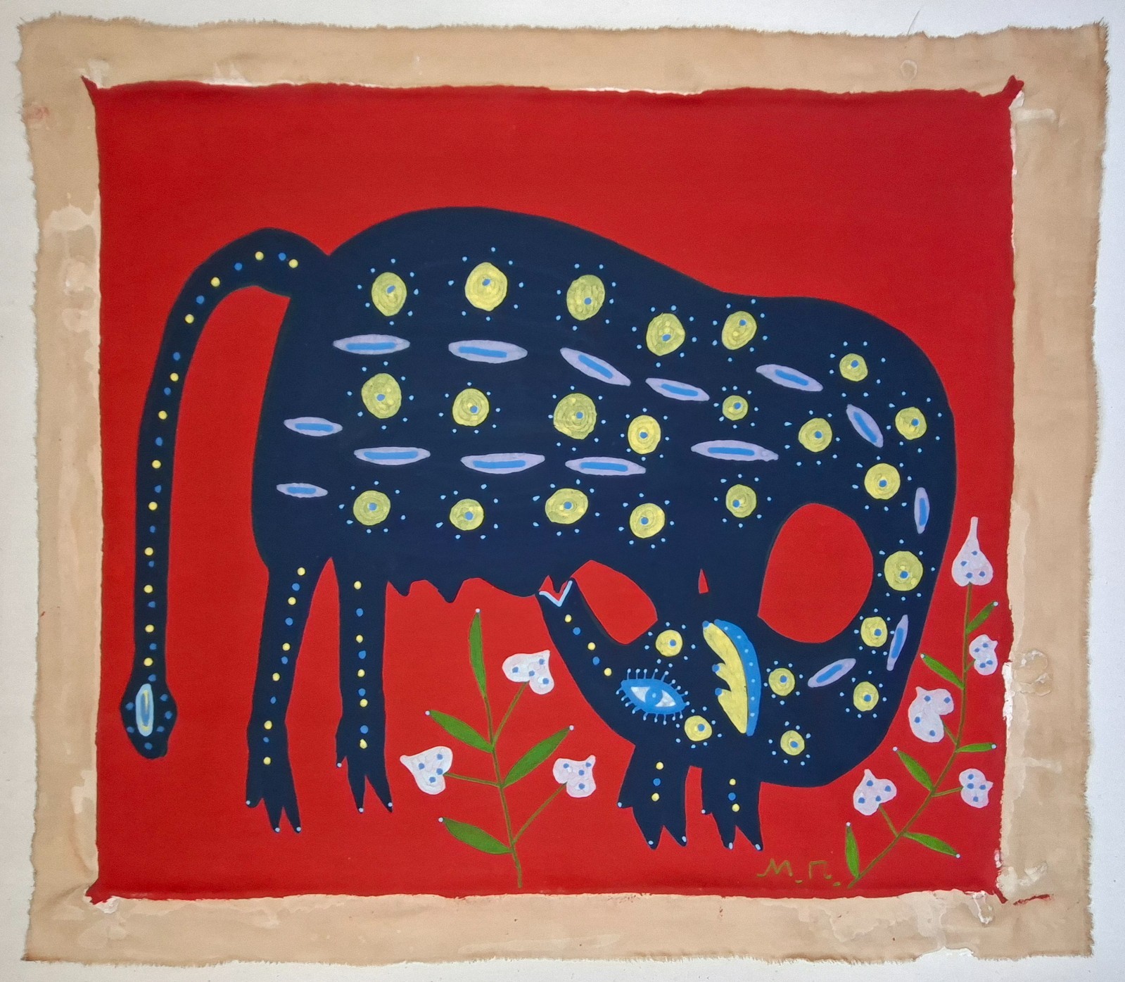 Maria Prymachenko Signed Ukrainian Folk Art Painting on Canvas – Rare Artwork
