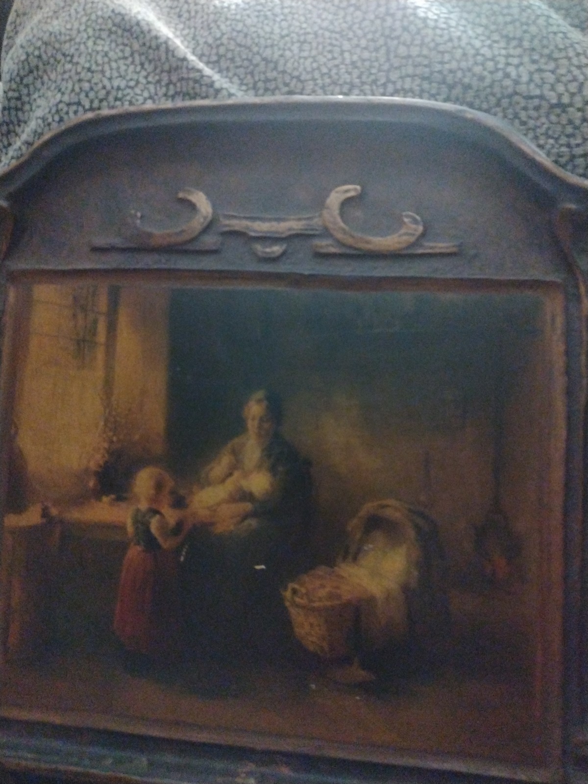 «Mother and ChilPdren In Interior» eernard De Hoog Original Signed Oil On Board.