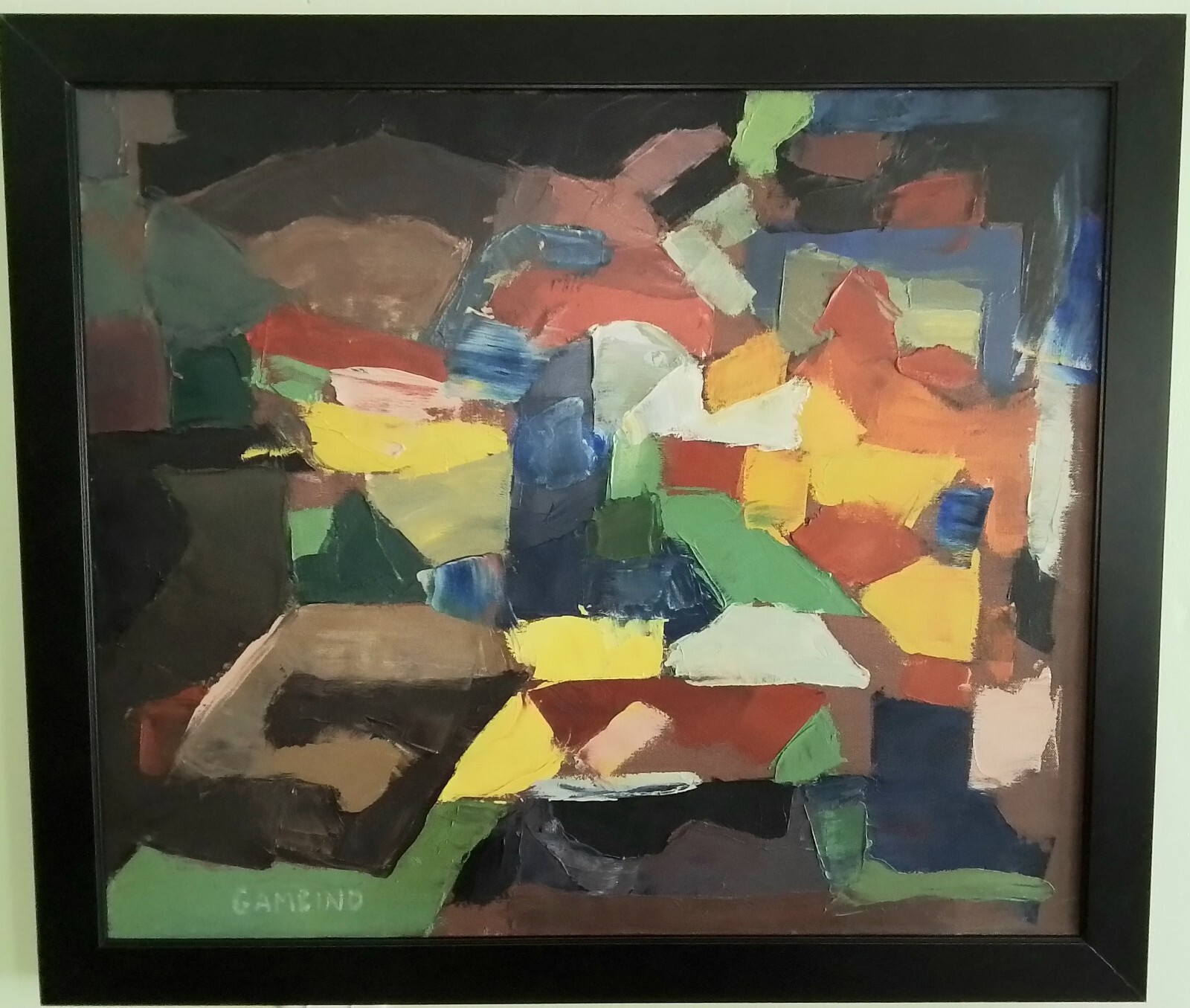 VINTAGE ABSTRACT COLOR PALETTE KNIFE PAINTING~SIGNED GAMBINO-LOOK !