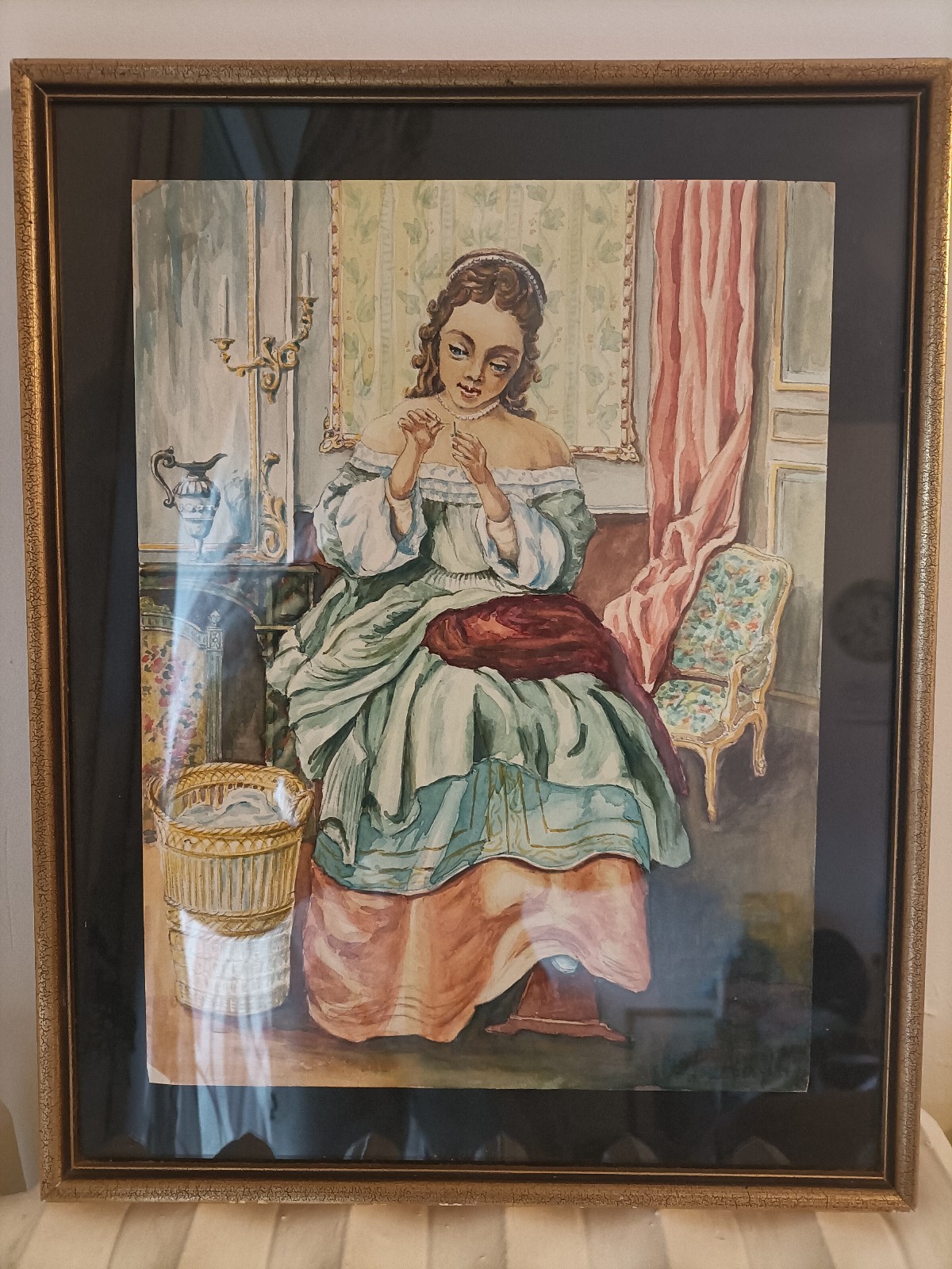 Vintage Fine art original Gouache paint Signed by oufoueher From France 1978