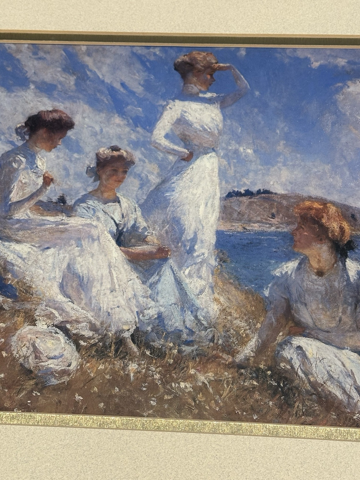 Gold Framed Summer by Frank Benson Print Artwork (15in x 13in Framed Size)