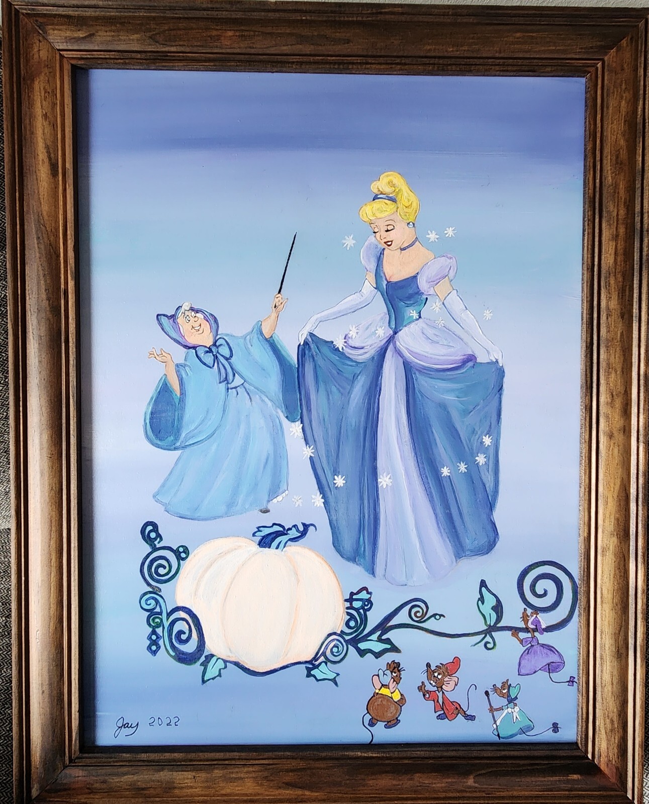 Princess Before the Ball, Original Art, Acrylic on Canvas, Framed, 22″ x 29″