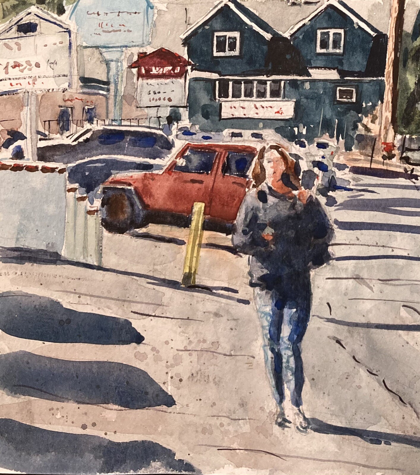 Original Watercolor Painting “Mountain Community, CA» 9″ X 12″ NOT A PRINT