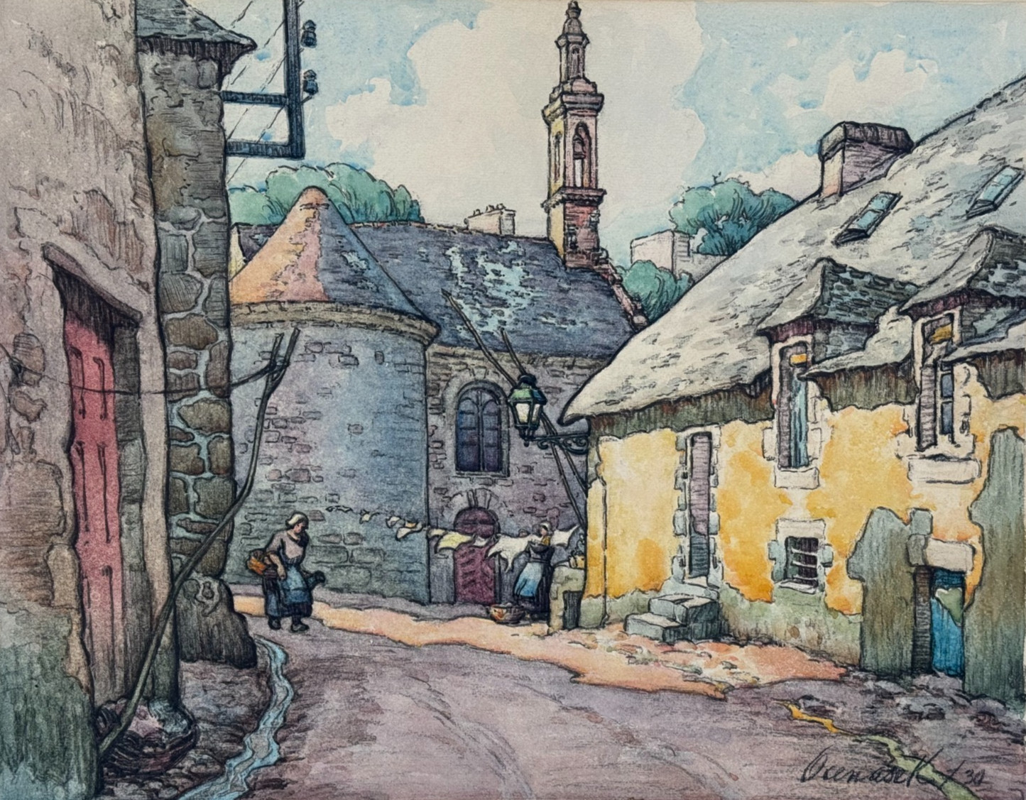 JACK OCENASEK SIGNED ORIGINAL PAINTING DOUARNENEZ BRITTANY FRANCE VAN GOGH STYLE