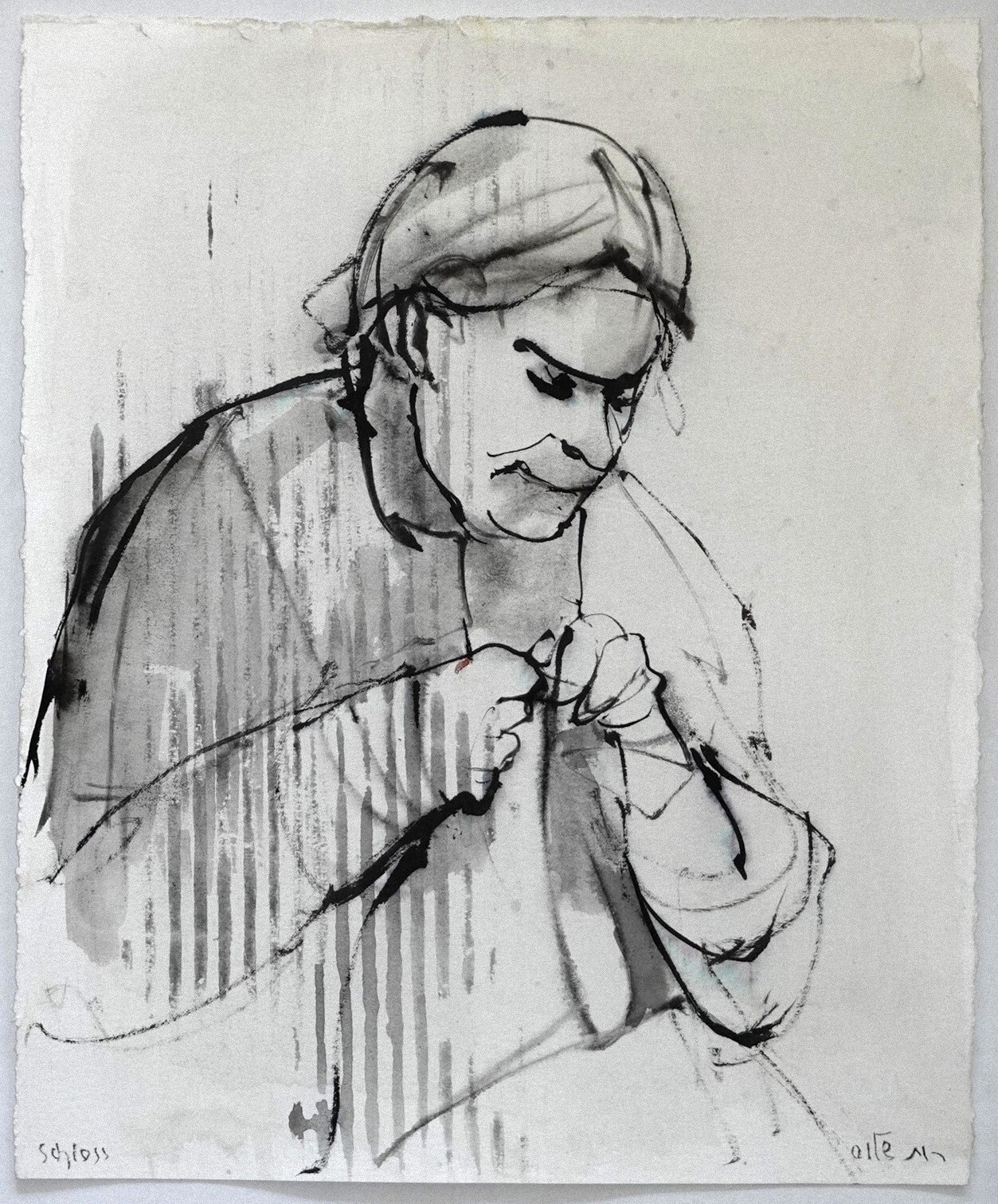 Ruth Schloss: Woman Knitting 90s/ German Jewish Israeli Modernism Social Realism