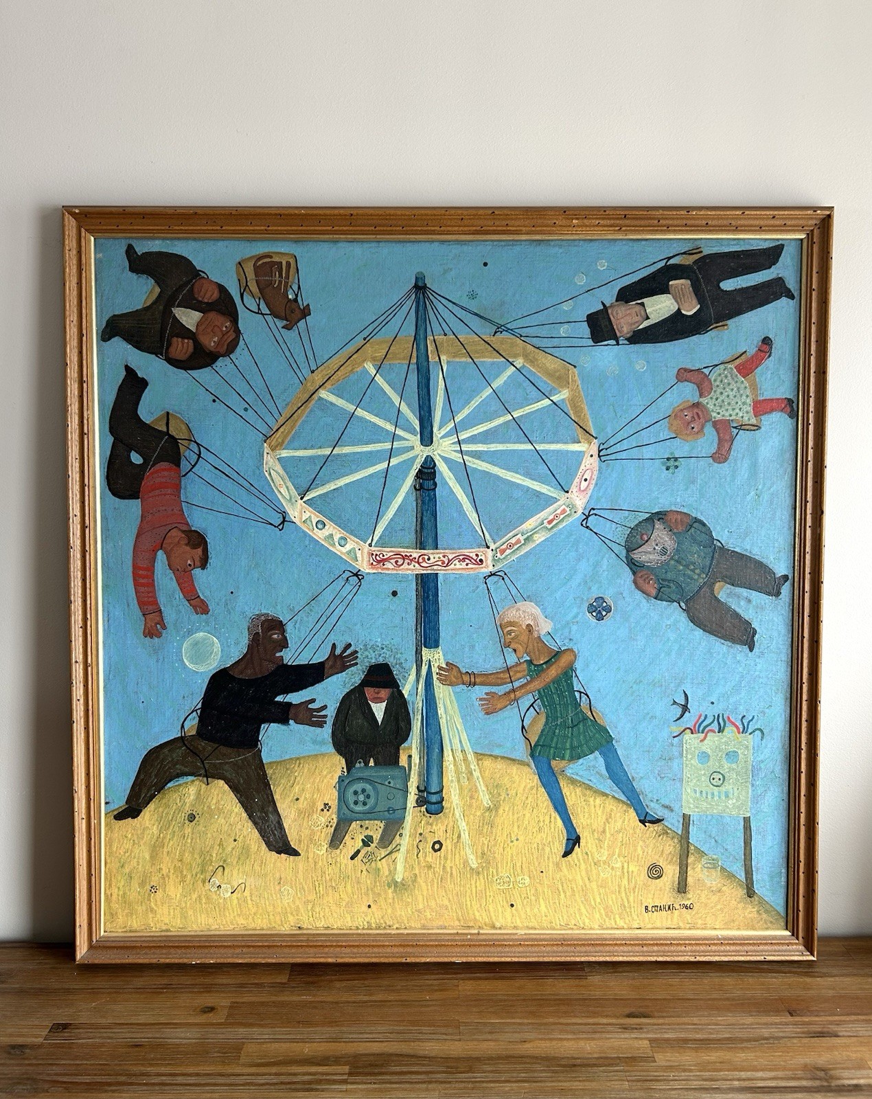Vojo Stanic (Montenegro, 1924-2024) Important Large Folk Art Oil Canvas Painting