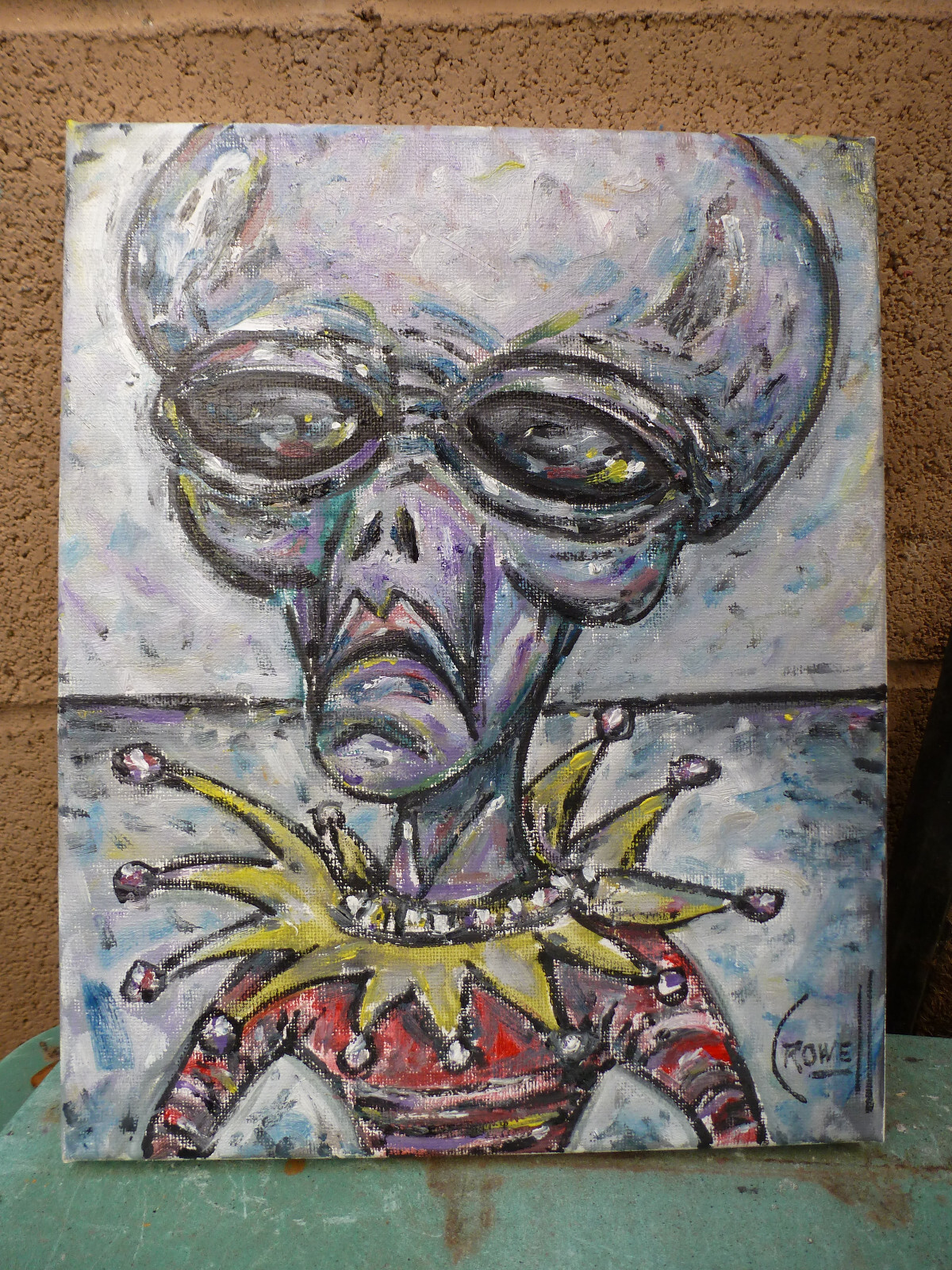 AN UPSET ALIEN new 8×10 oil painting original art outer space Wow signed Crowell