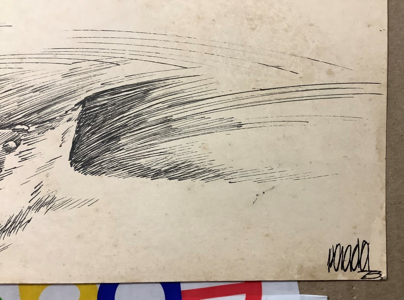 Posada. Ink on cardboard. Untitled, 1978. Original signed.