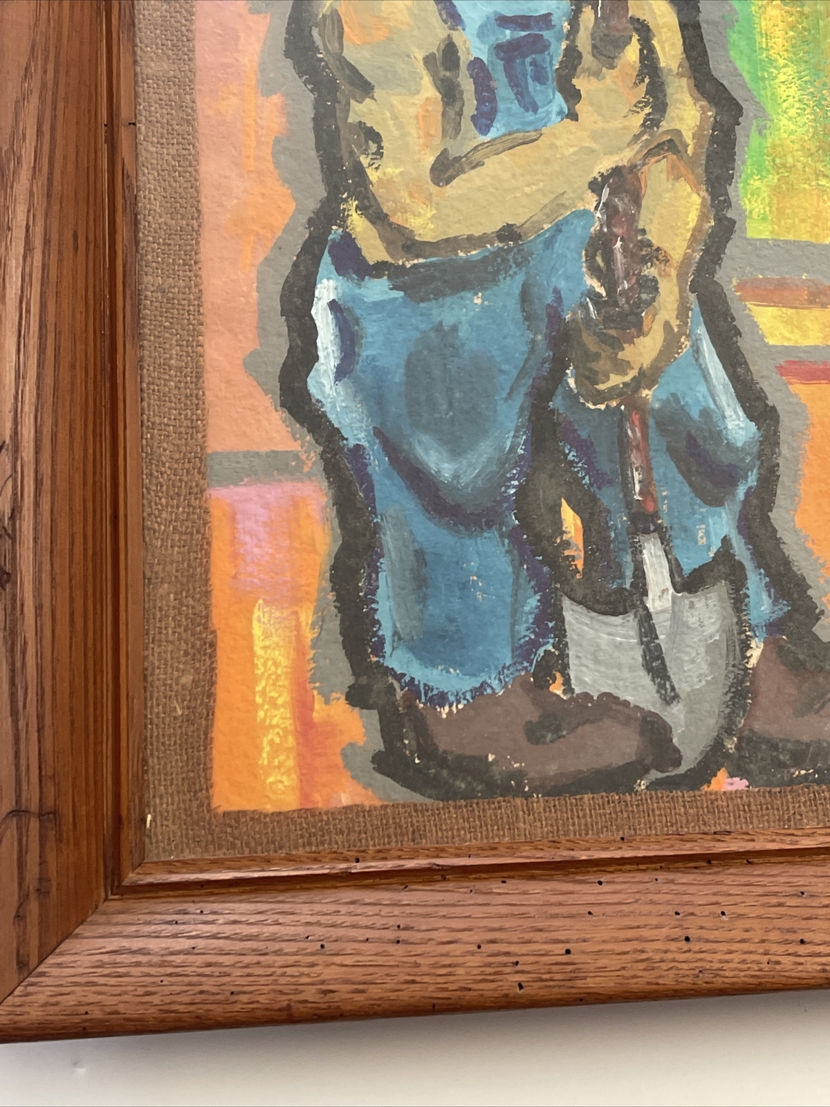 Mid Century Painting Wpa Style Antique Regionalism Farmer Worker Modernism Farm