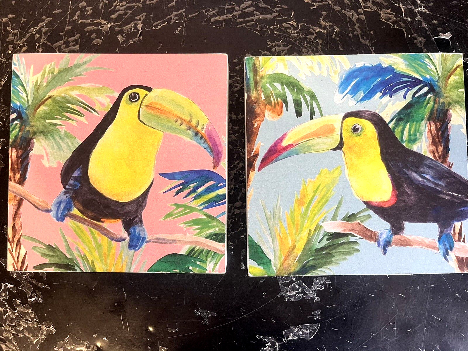 the SPRING shop Original Watercolor Painting TOUCAN BIRD Wildlife 8″X8″ Art