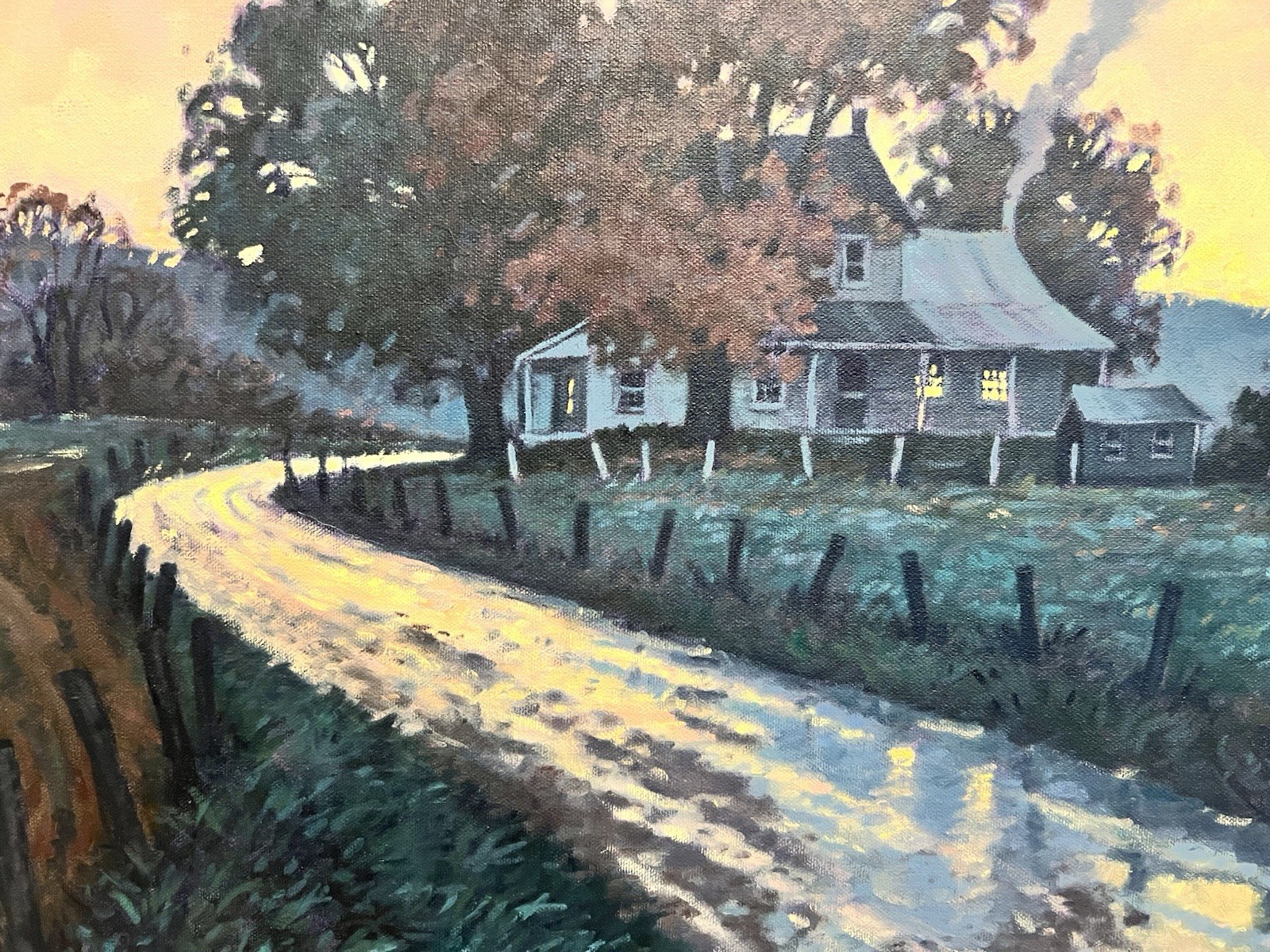 J. Scott Wolf Lancaster County Original Oil Painting Country Sunrise Dusk Framed