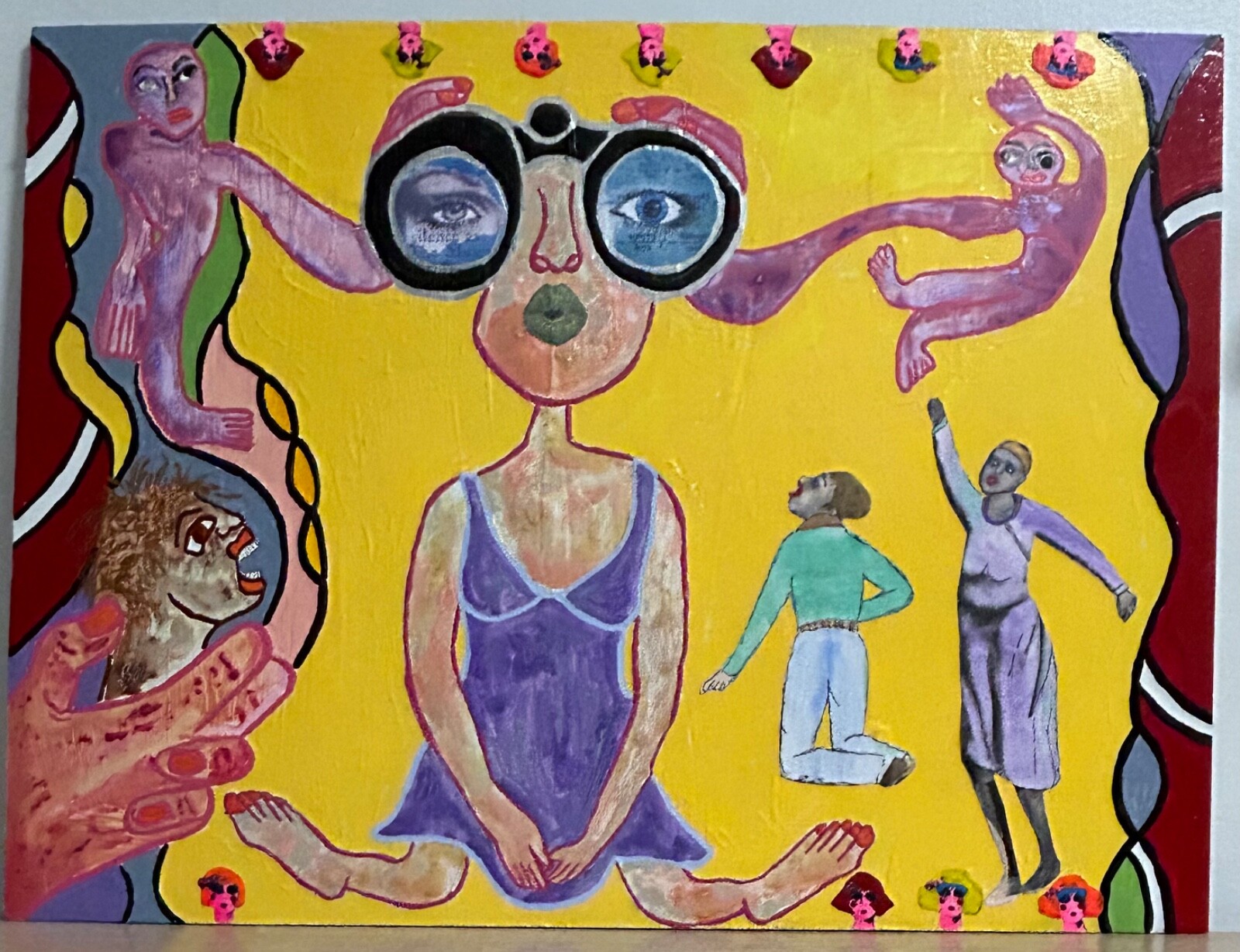 Original Outsider/Visionary/Folk Art Pieces On Wood: Two Works On One – 24”x18”