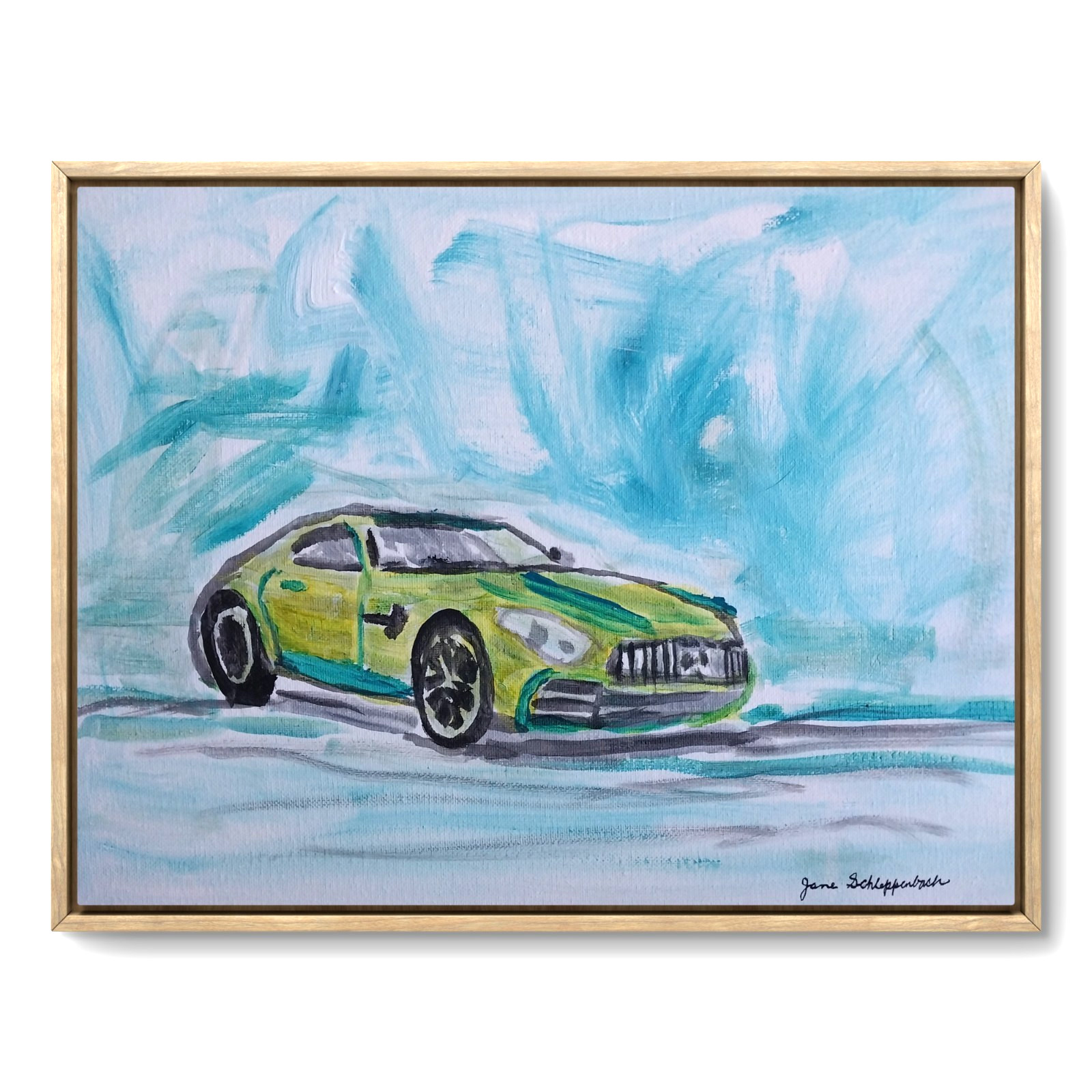 Modern Realistic Original 11×14 Signed Canvas Acrylic Cool Car BACH