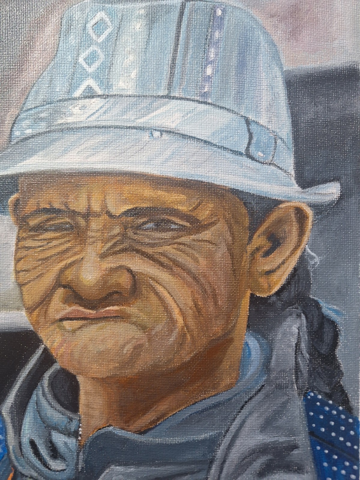 Figurative Contemporary Grumpy Old Man 8×11 Canvas Paper
