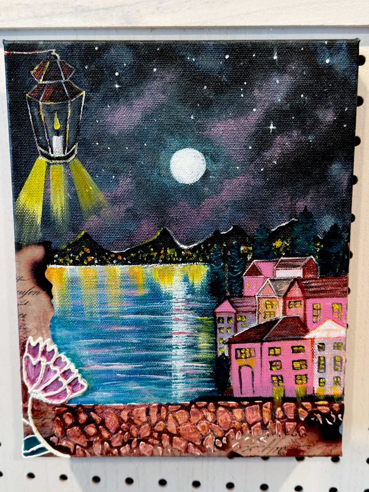 original mixed media painting art With Vintage Look