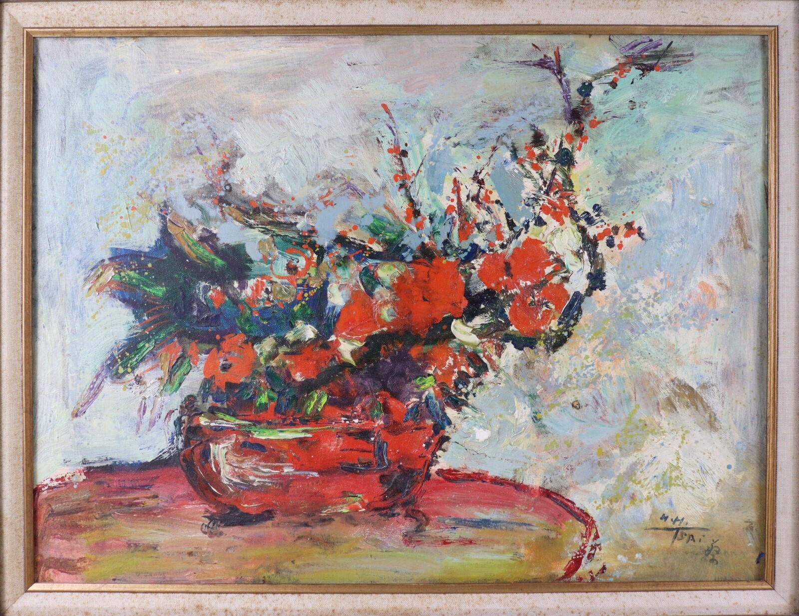 One original Hsiao Hsia Tsai Hobbs 蔡晓霞 abstract expressionist oil painting 24×18