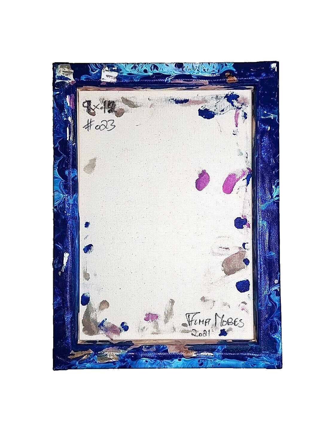 Acrylic Pour Painting Abstract Favorite Color Blue Navy 9×12 Unframed OOAK Gift
