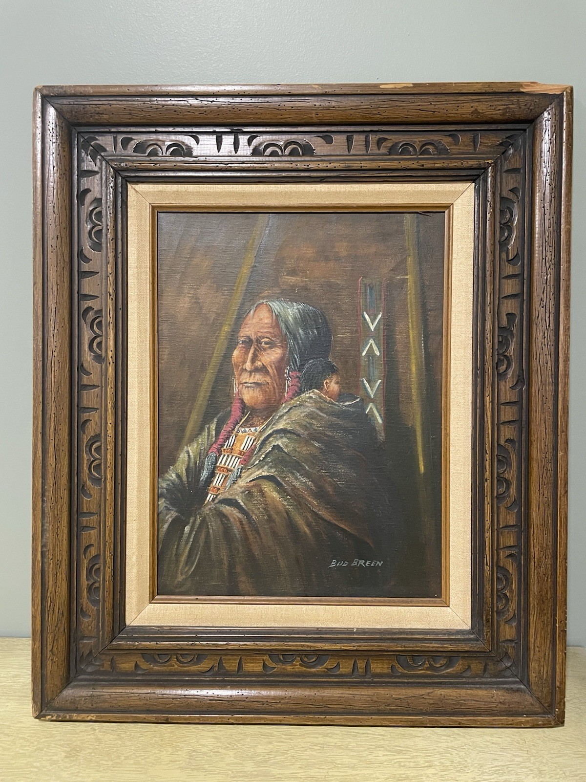 Bud Been Original Painting 20”x24” The Proud Grandmother Native American Art