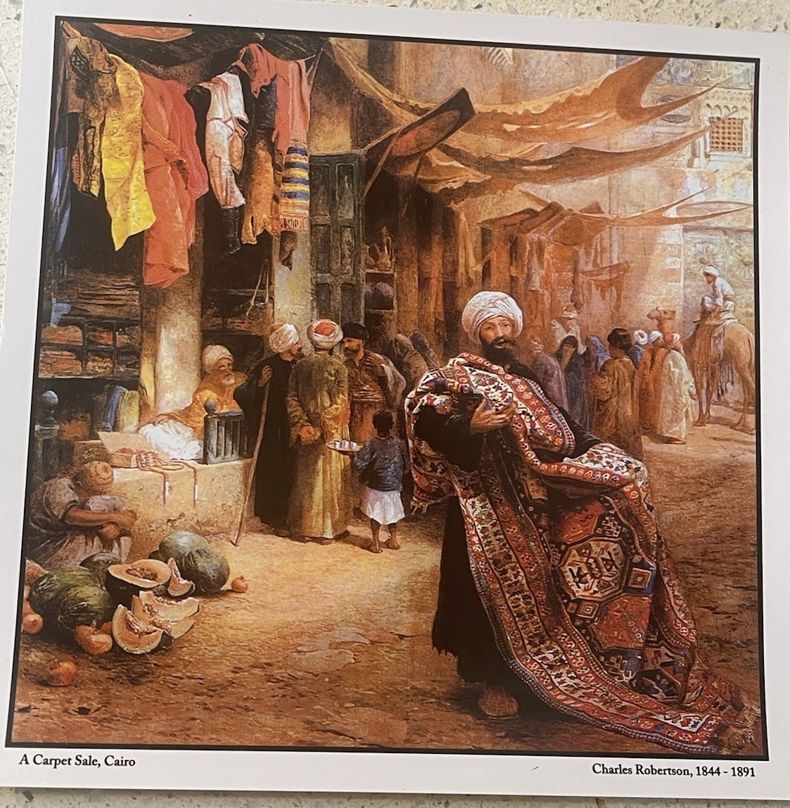 Orientalist Oil Painting REPRINT Carpet Market Scene 1844-1891 Charles Robertson