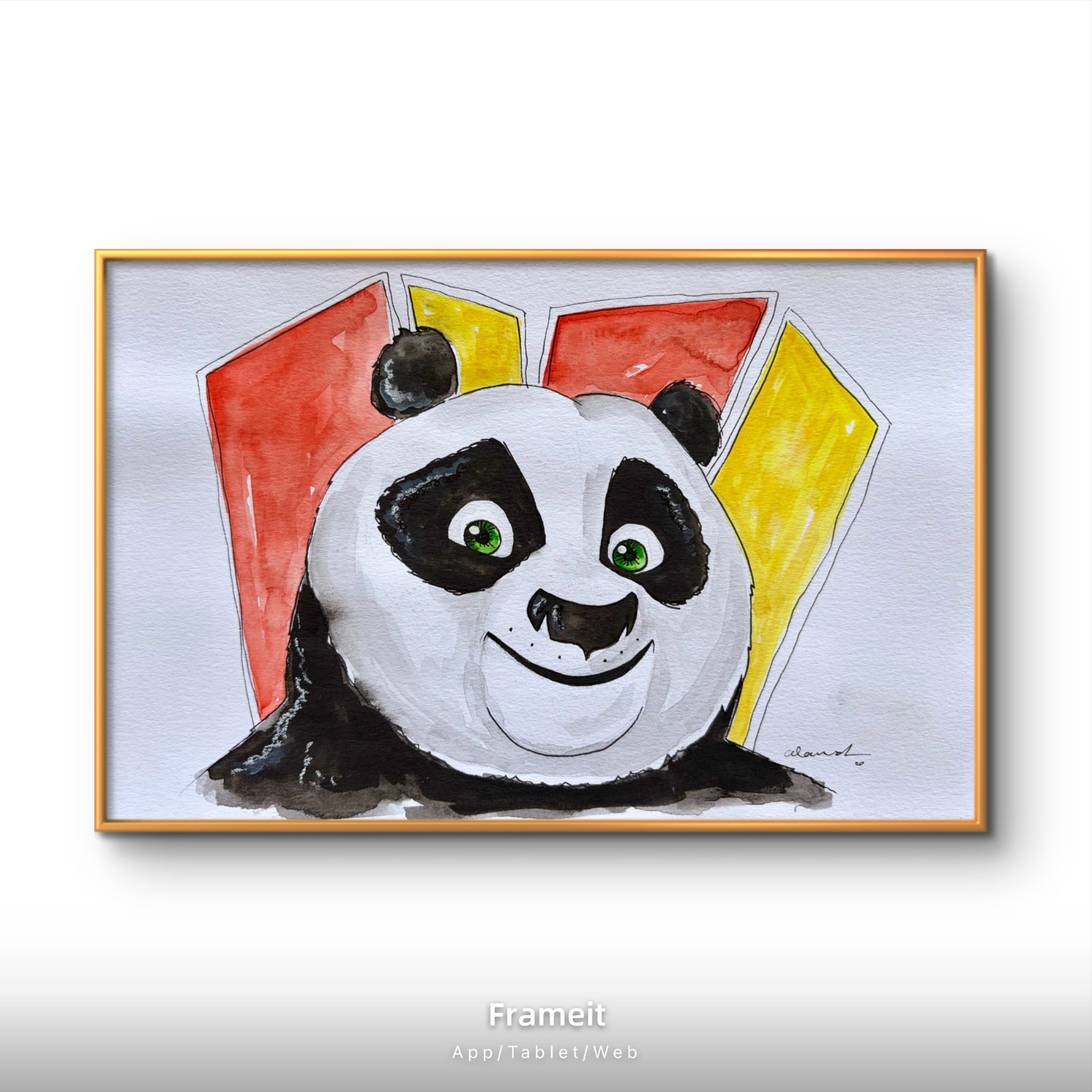 Original Po Panda Gouache Painting by Alannah Dyer- Art 5.5×8.5 in Dreamworks