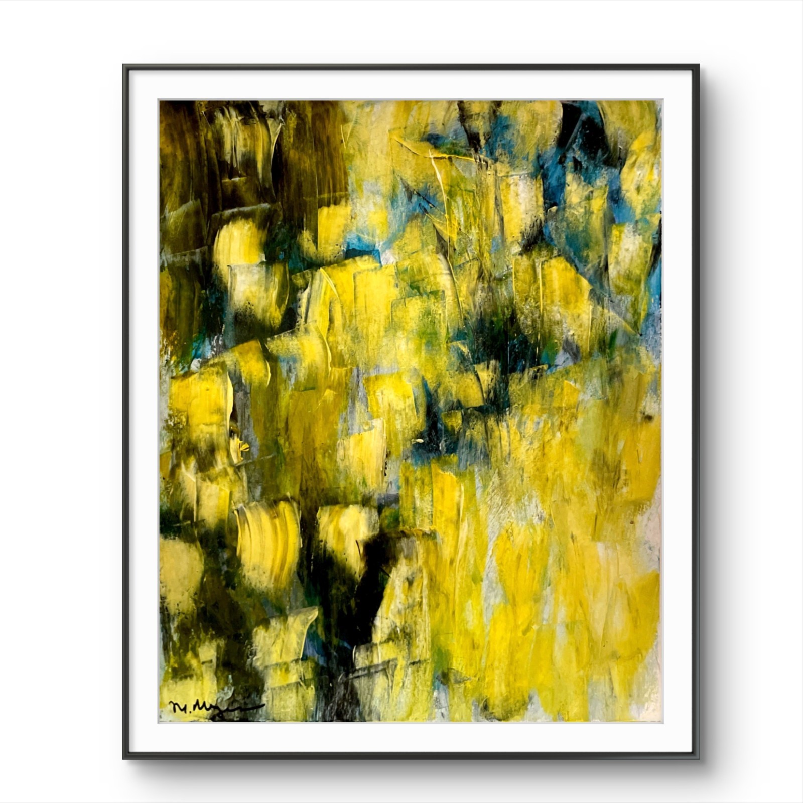 Mary Myers Original Acrylic Golden Chaos Abstract 9×12 Bristol Paper