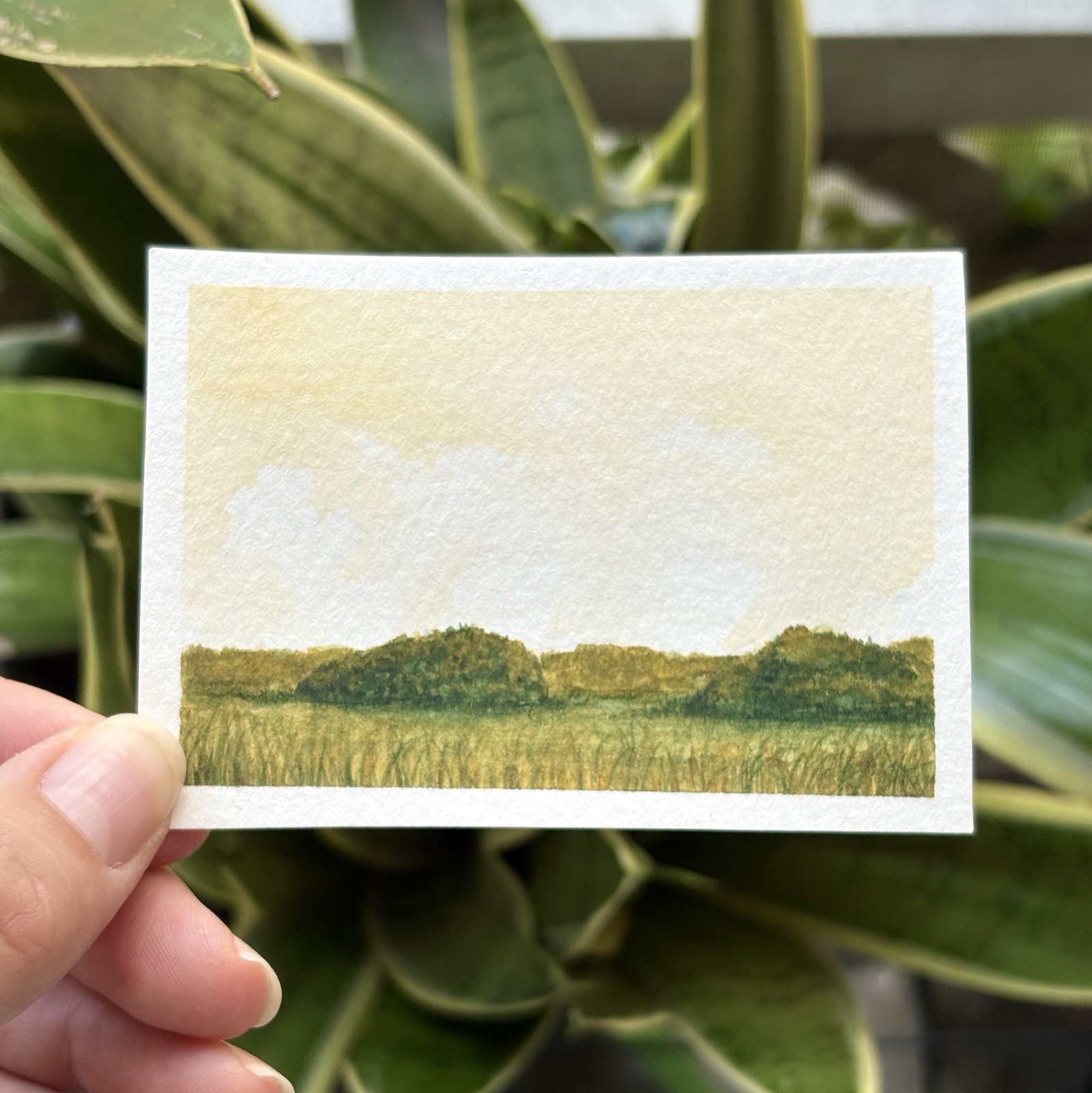Watercolor landscape painting original one of a kind. “Golden Earth” ACEO