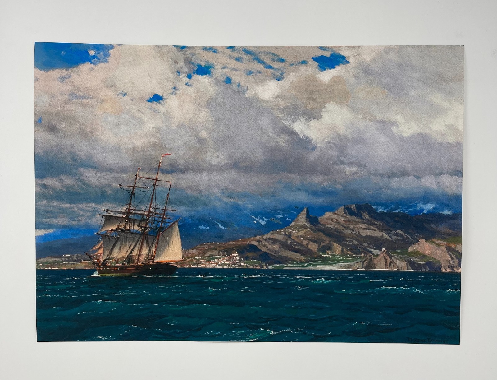 Three Masted Sailing Ship Poster – Maritime Coastal Home Nautical Wall Art Print