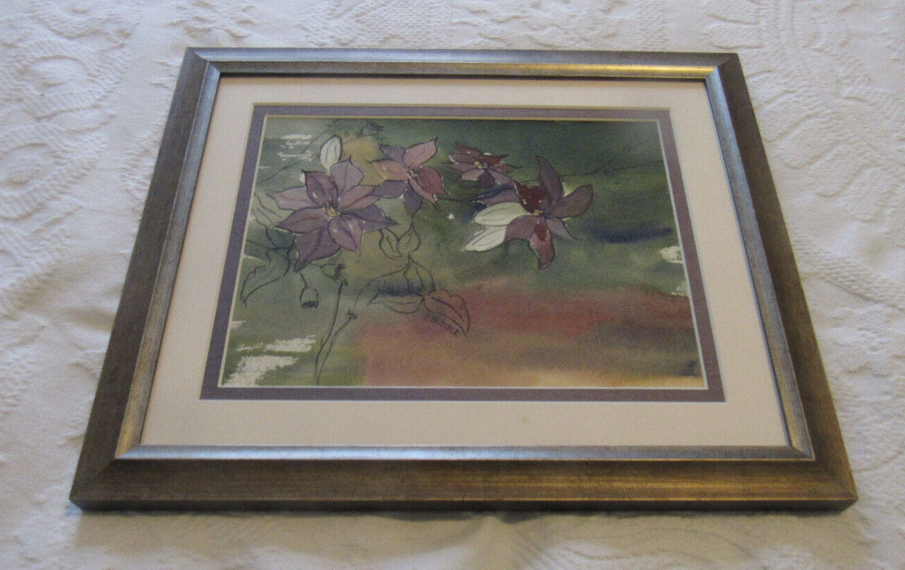 P. TRIMBLE, signed, Floral Watercolor Painting, Framed, 13″ x 15″, Medium