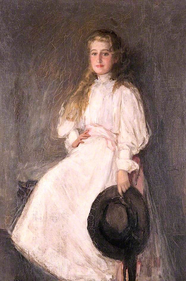 Oil painting Alice-Fulton-Sir-John-Lavery-R.A.-oil-painting young girl ar canvas