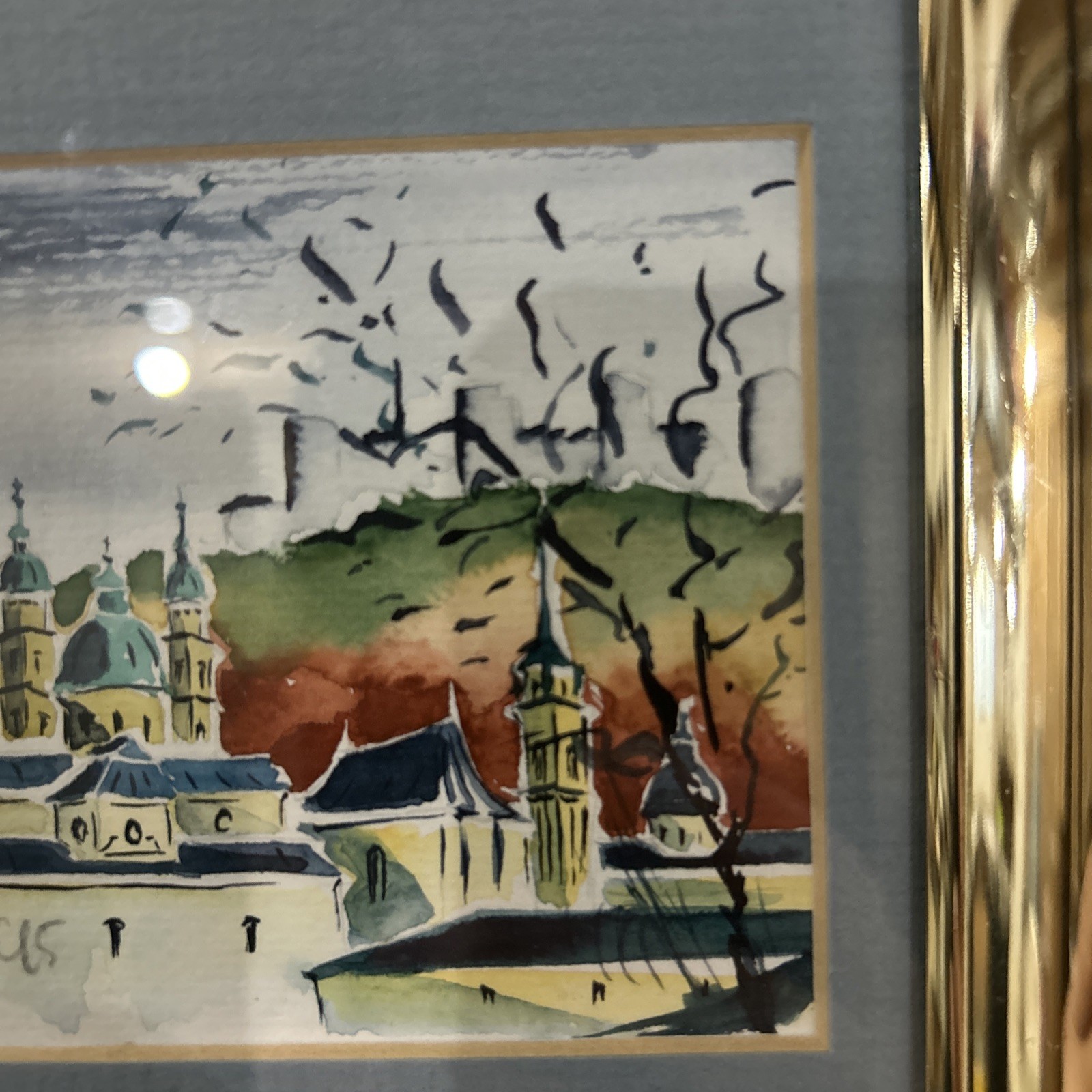 Small 6” X 6” Watercolor of Salzburg, Austria? Signed Lower Left Dated 95?