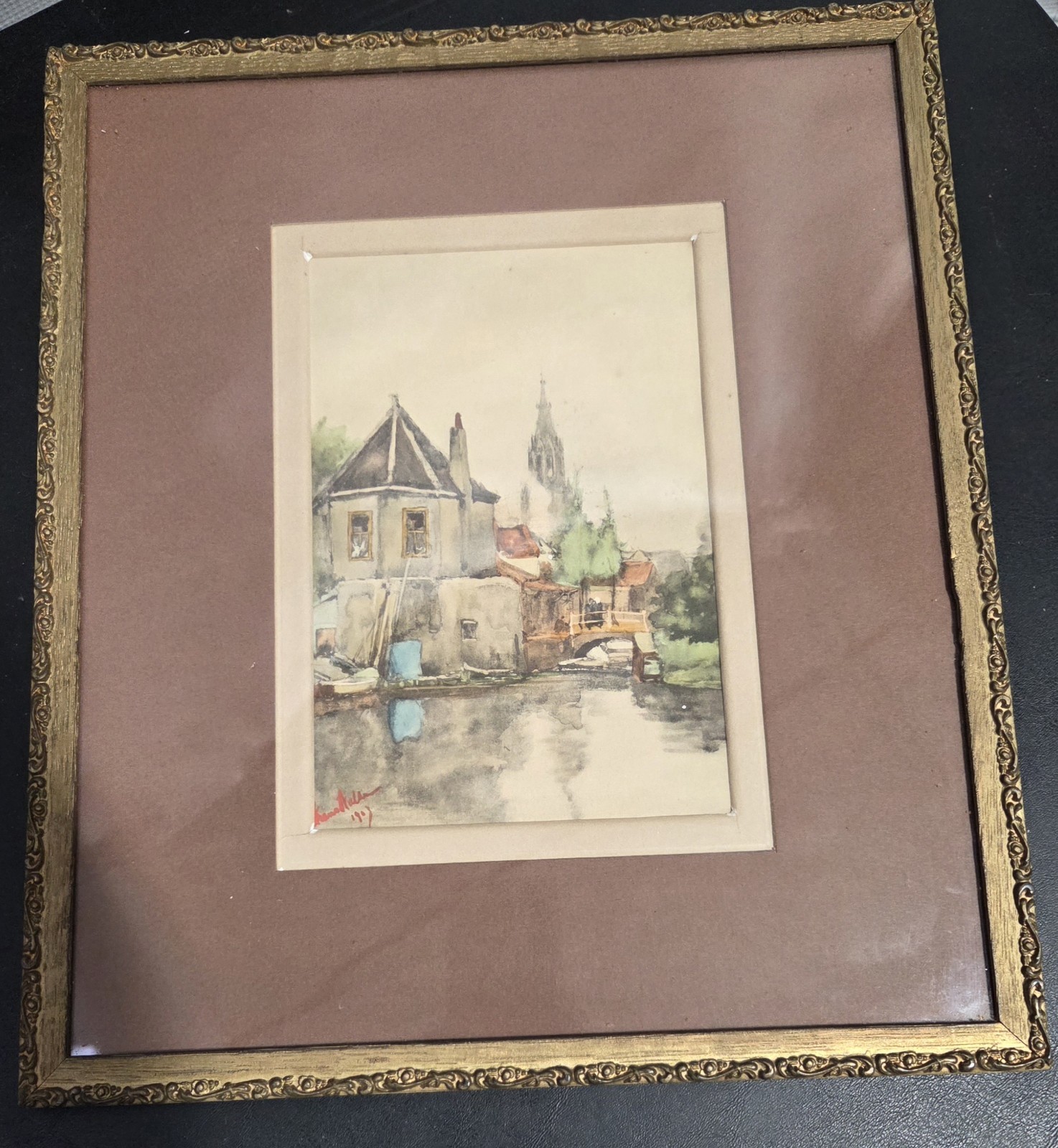 Franz Walden Framed Water Color 1903 Signed
