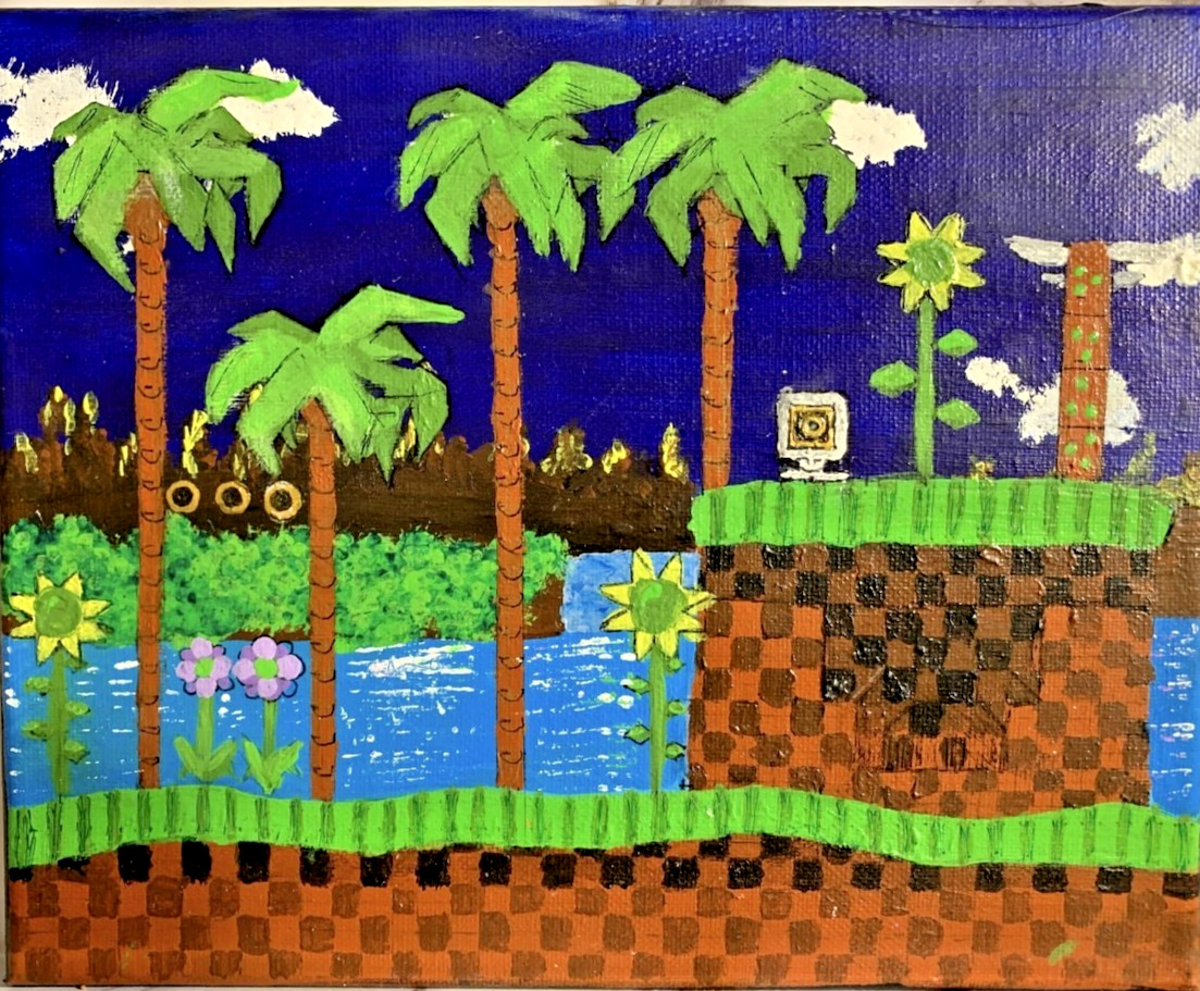 Handmade Green Hill Zone Painting