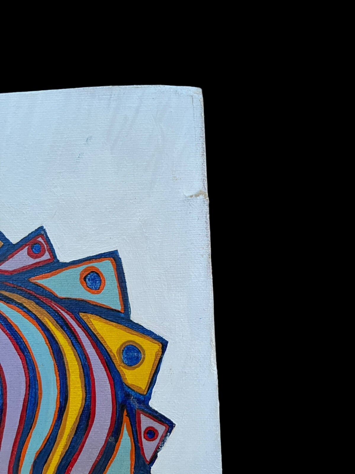 Vtg 1979 Signed Funky Psychedelic Bold Painting Acrylic on Board 22″x28″ 70’s