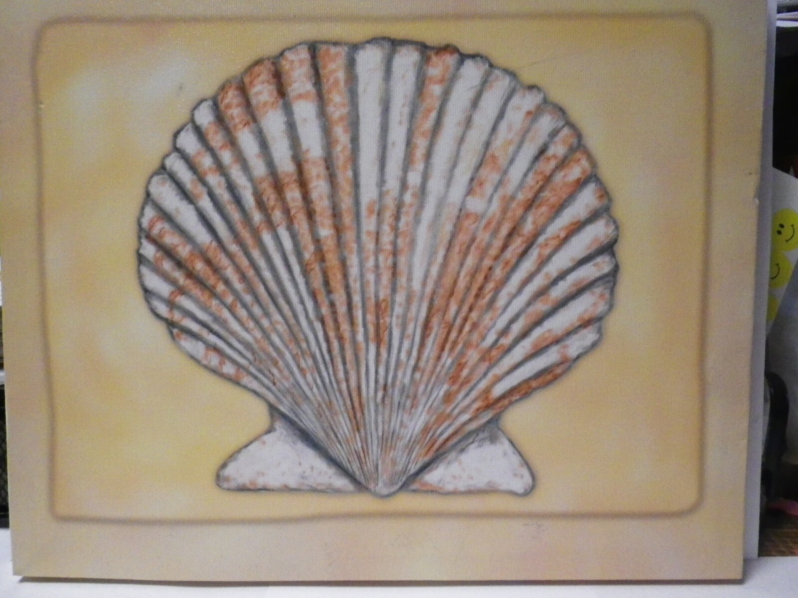 Beach Themed Clam Shell Painting on canvas acrylic