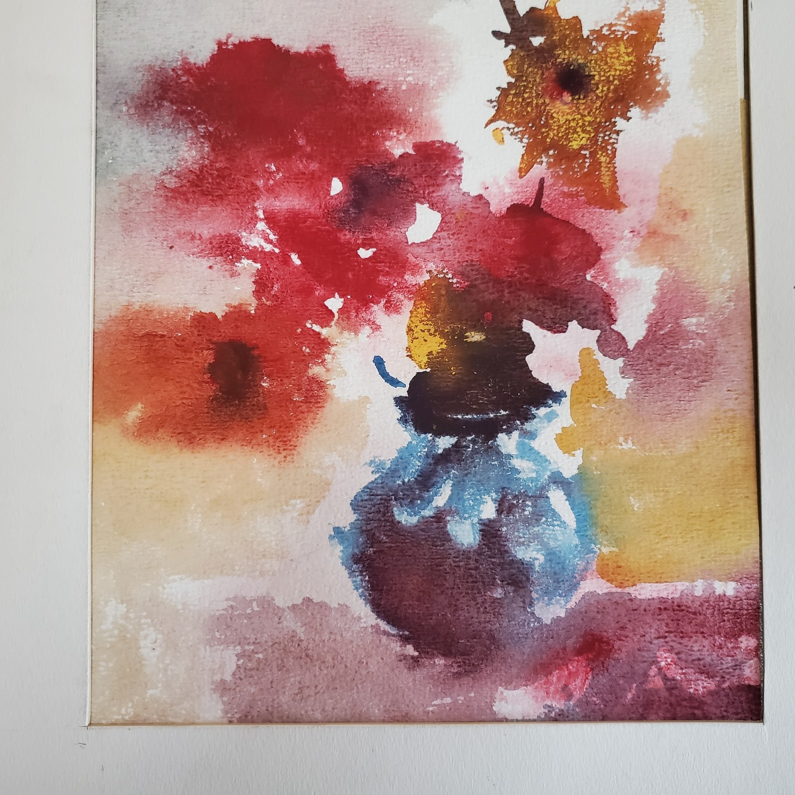 Vintage Watercolor Flowers Painting Gorgeous Original One of A Kind OOAK Art MCM