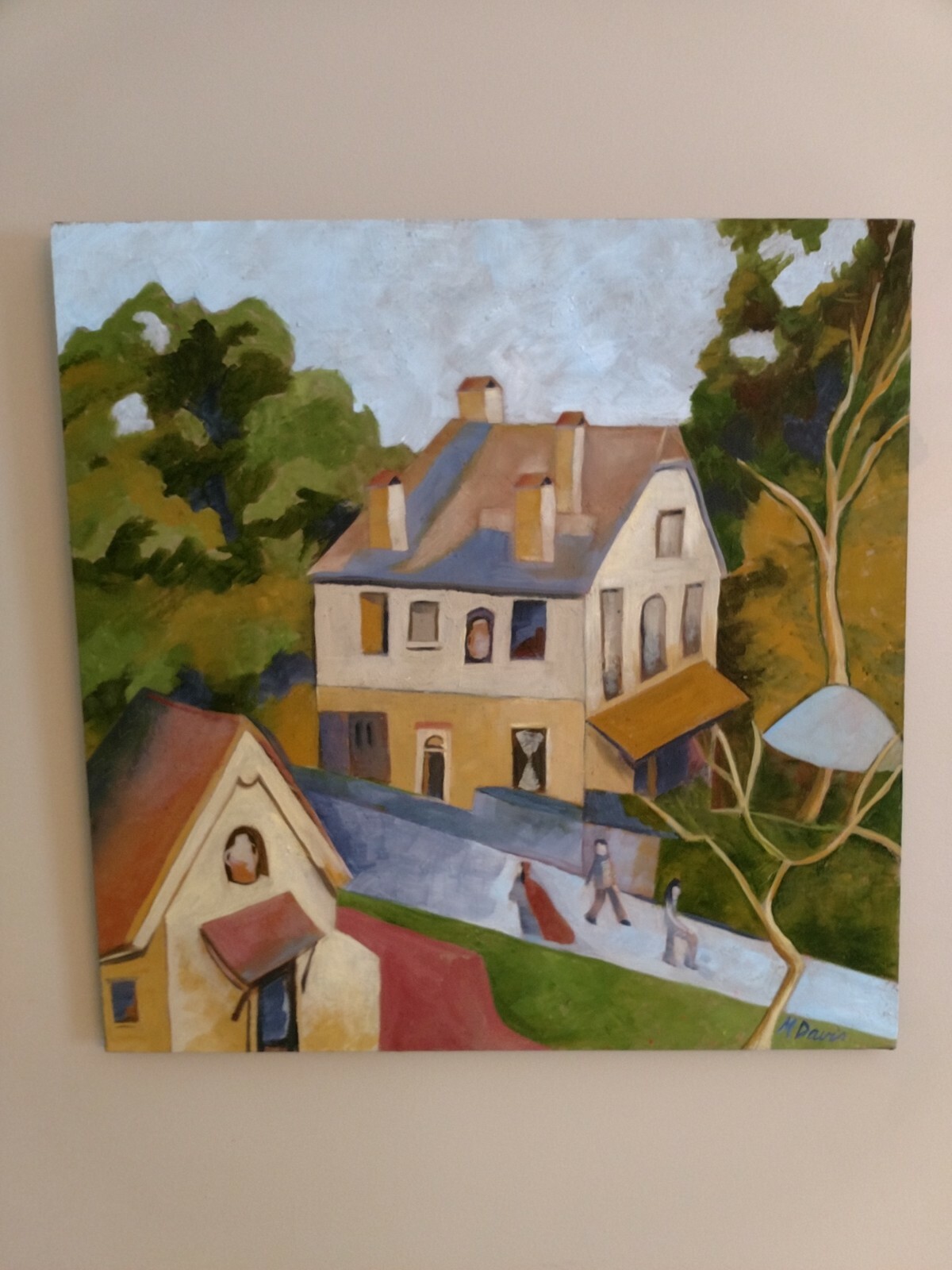 Medieval village in Japan oil on canvas 22″x22″
